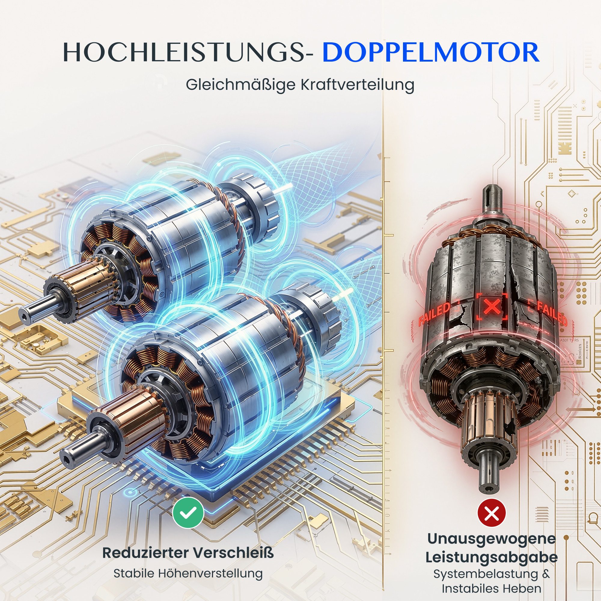FLEXISPOT Tischgestell Elektrisches Höhenverstellbares Tischgestell 4-Bein – besonders stabil (Dualmotor, Kollisionsschutz, höhenverstellbar 71,5–118,5 cm, belastbar bis 150 kg, Sanfte Bewegung), ideal für Büro, Homeoffice & als Esstisch nutzbar