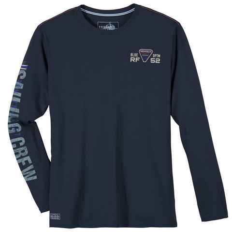 redfield Print-Shirt Große Größen Herren Redfield Langarmshirt navy maritimer Ärmelprint