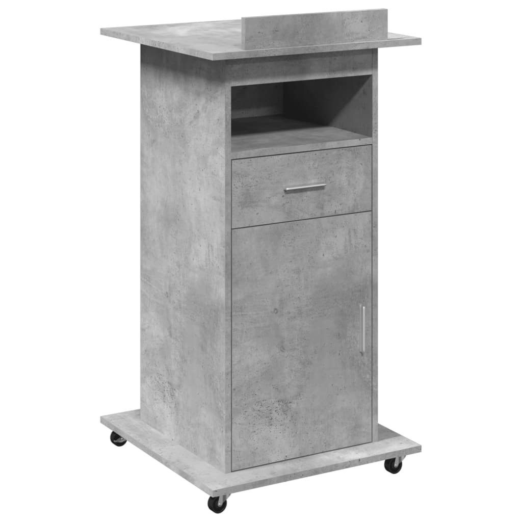 furnicato Stehpult Rednerpult Holzwerkstoff Betongrau 55x55x107 cm mit Umrandung (1-St)