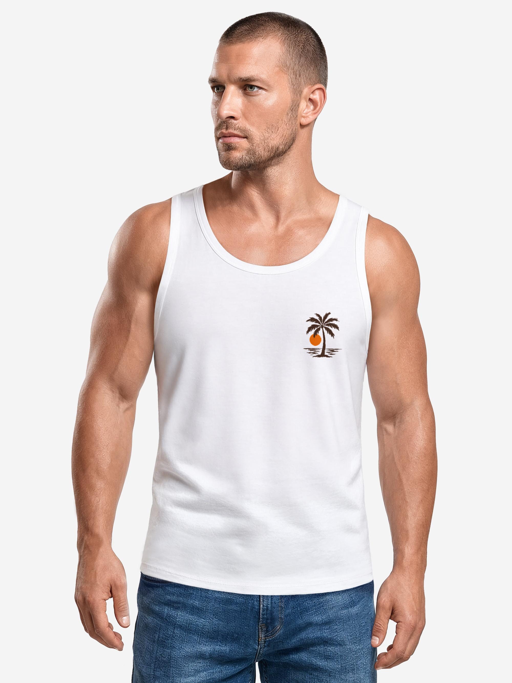 Neverless Tanktop Tanktop Herren mit Grafik-Print - Logo Design Beach - Trägershirt mit Print – Bild 3 von 5