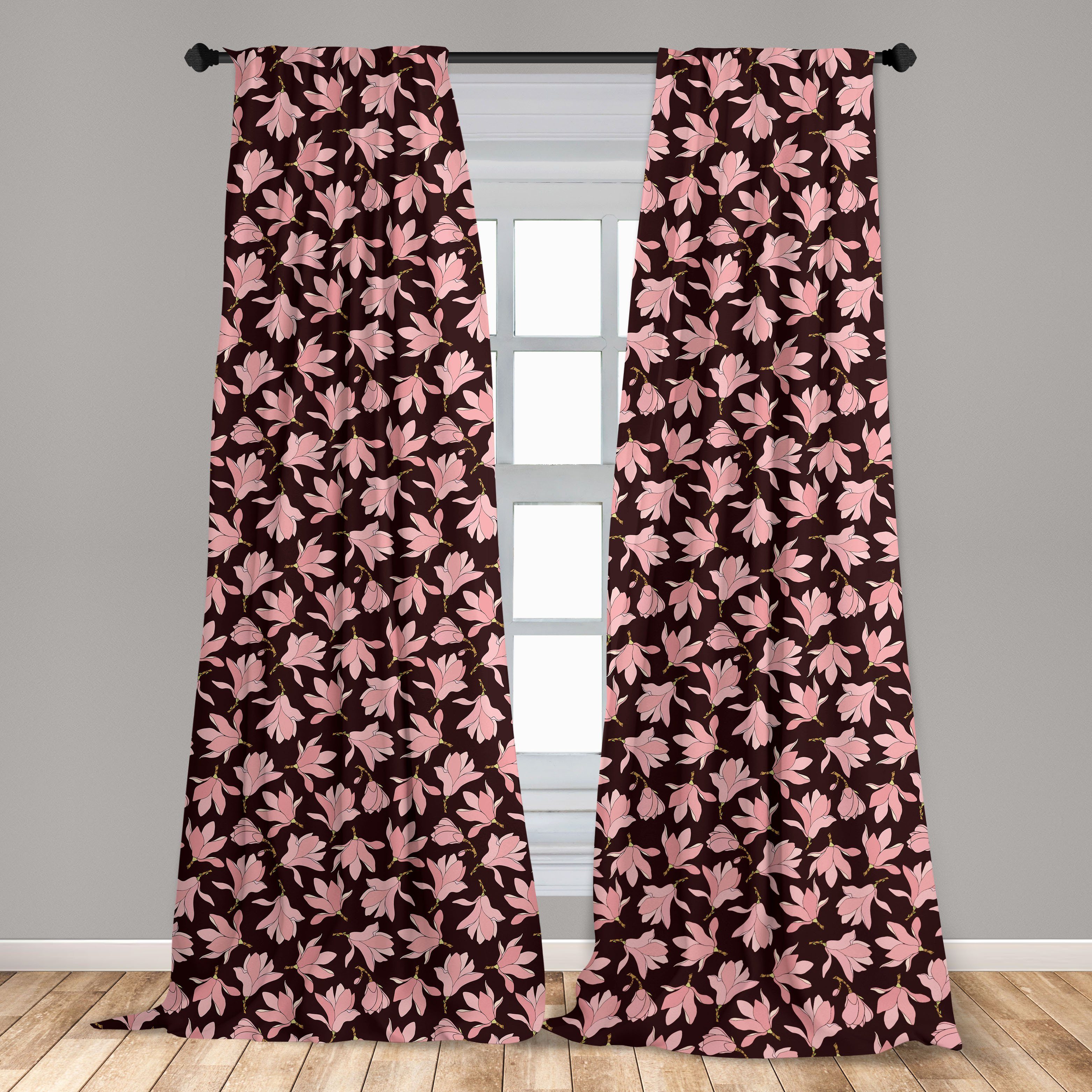 Gardine Vorhang für Wohnzimmer Schlafzimmer Microfaser, Abakuhaus, Pastell Magnolie Liebe Shabby Blossom Dekor