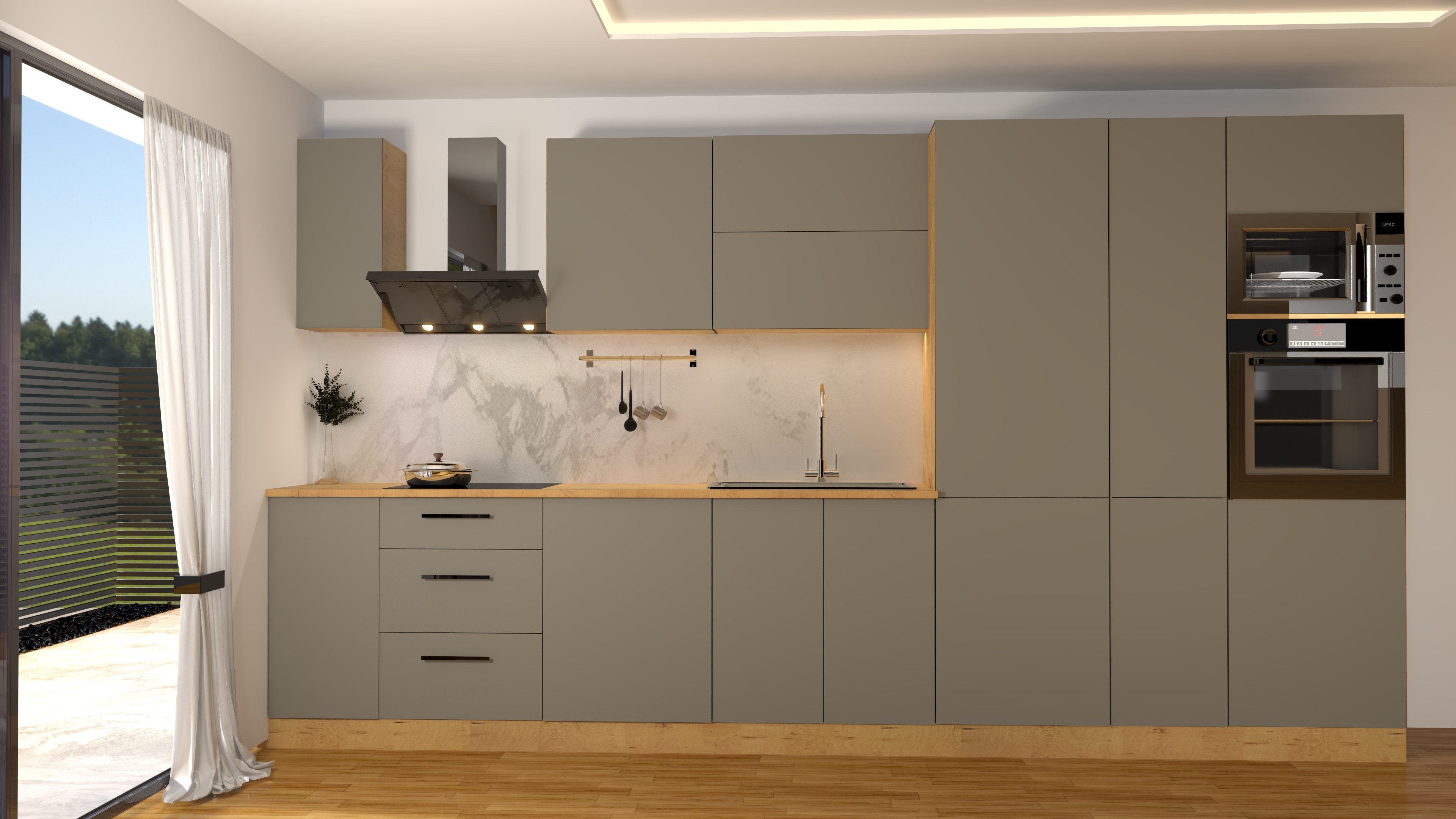 ROYAL24_MARKT Küchenzeile KÜ01-L Langen Set – Modernes Design, (Komplett Set), Edles Material - Zeitlos - Elegant