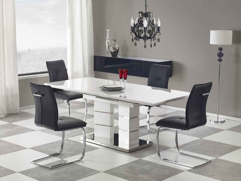 designimpex Esstisch Design Esstisch Tisch HA-333 Weiß Hochglanz ausziehbar 160 bis 200 cm