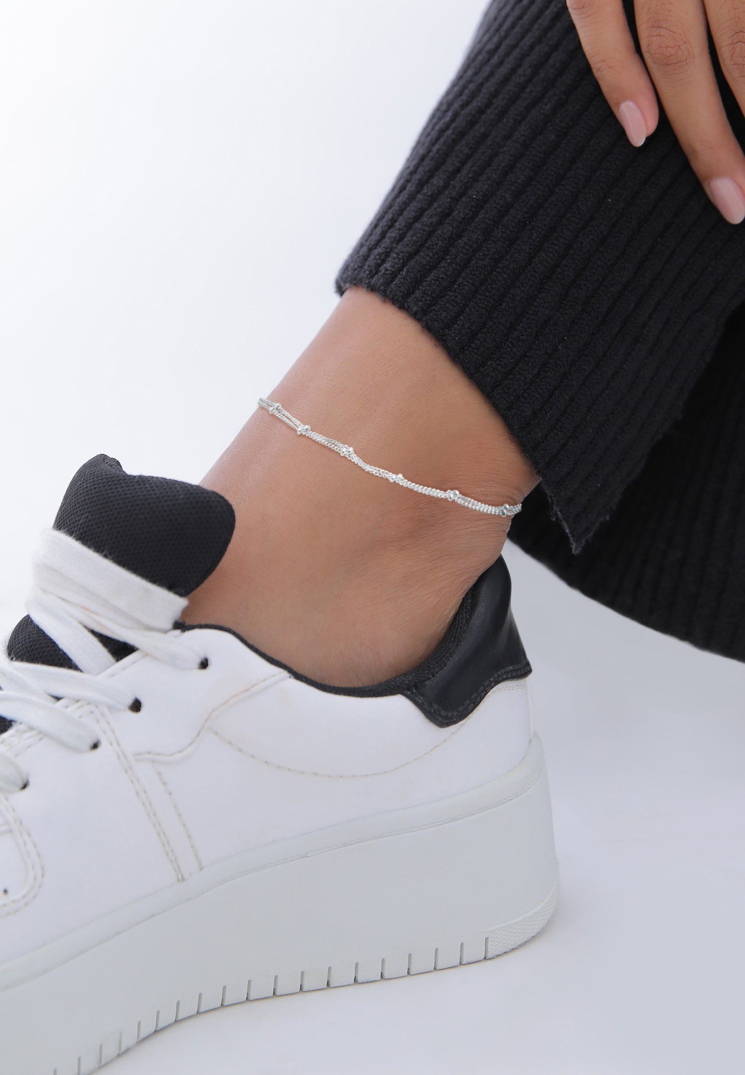 Elli Fußkette Fußkette mit Kugeln Zeitlos Schmuck Geschenk 925 Silber – Bild 4 von 4