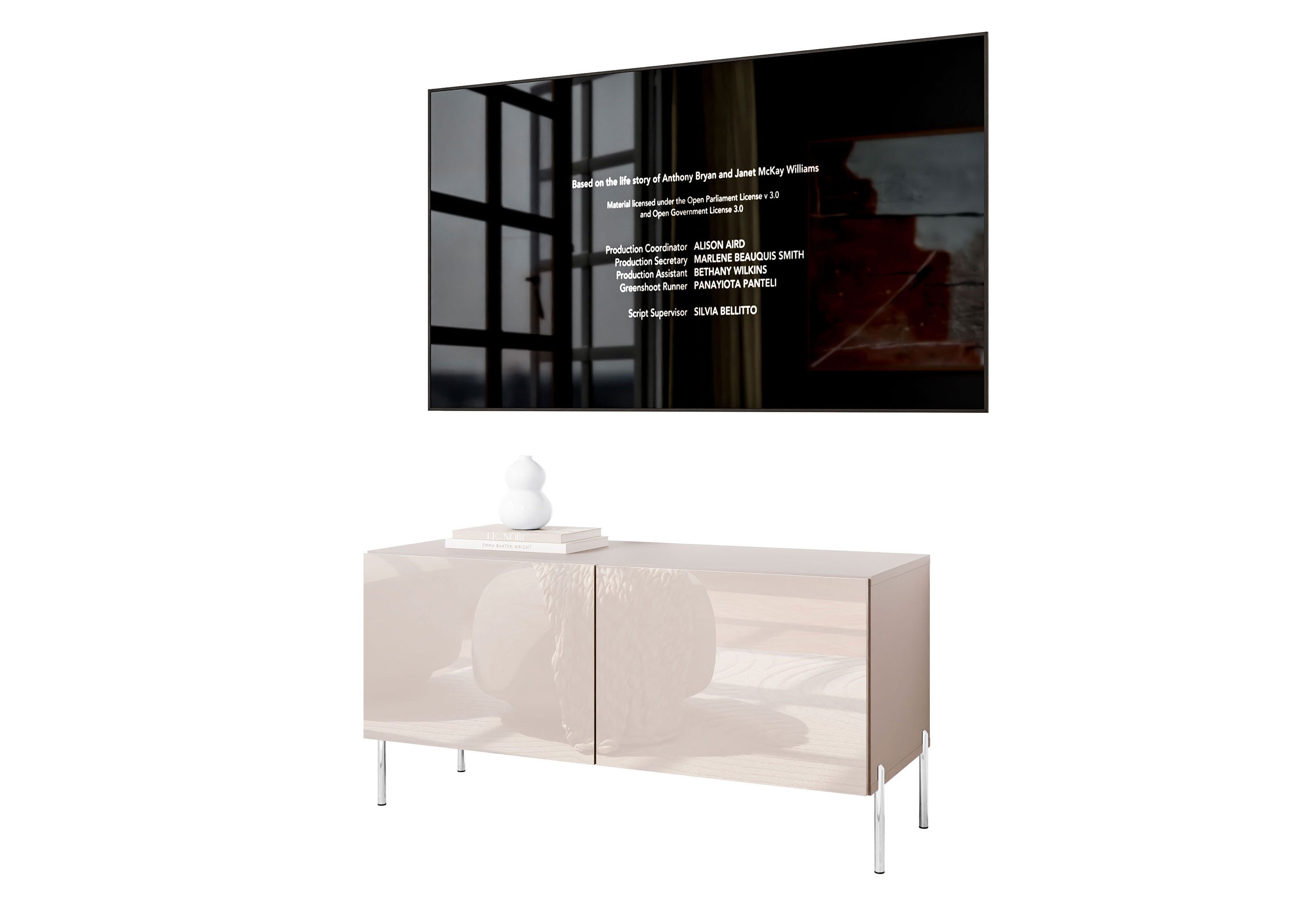 Lookway TV-Schrank COLGANTE 100 in Kaschmir Hochglanz mit Beinen 100x40x50 cm