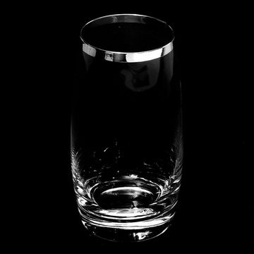 Brillibrum Glas Edle Trinkgläser für Saft & Wasser Kristallglas mit Feinsilber veredelt Saftglas mit Echtsilber Rand