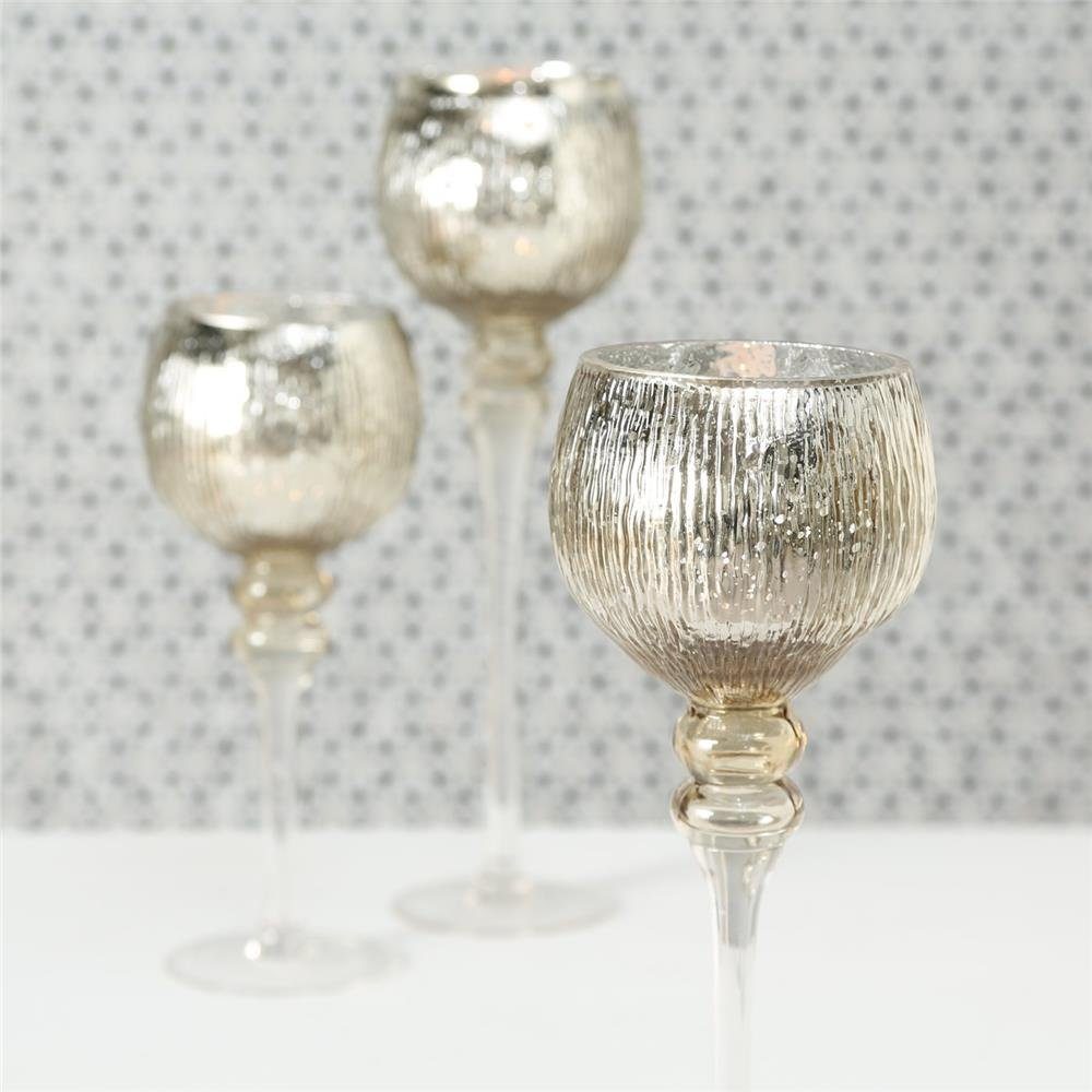 Manou, Glanz, Glas, 3er Teelichthalter BOLTZE aus Windlicht GmbH Set, Champagner GRUPPE BOLTZE