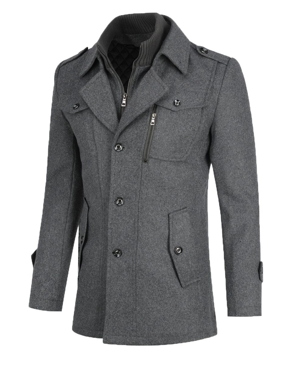 Allthemen Kurzmantel mit Doppelkragen Herren Wintermantel warmer Doppelkrag günstig online kaufen