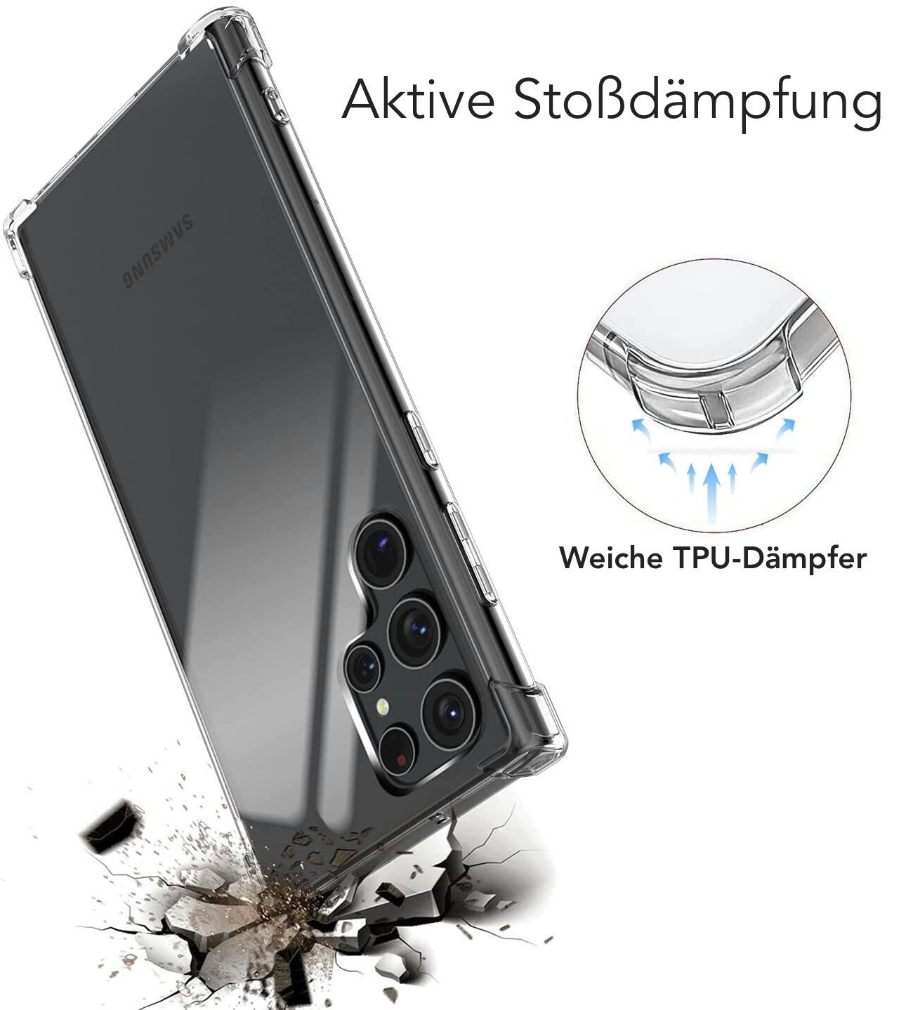 AVANA Handyhülle für Samsung Galaxy S22 / Plus / Ultra Hülle Schutzhülle Klar Bumper, Case, Cover, Durchsichtig, Transparent