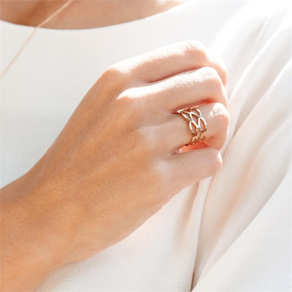 Unique Silberring Ladys Hipster Ring verflochten roségold SR0368 (Größe: 58 günstig online kaufen