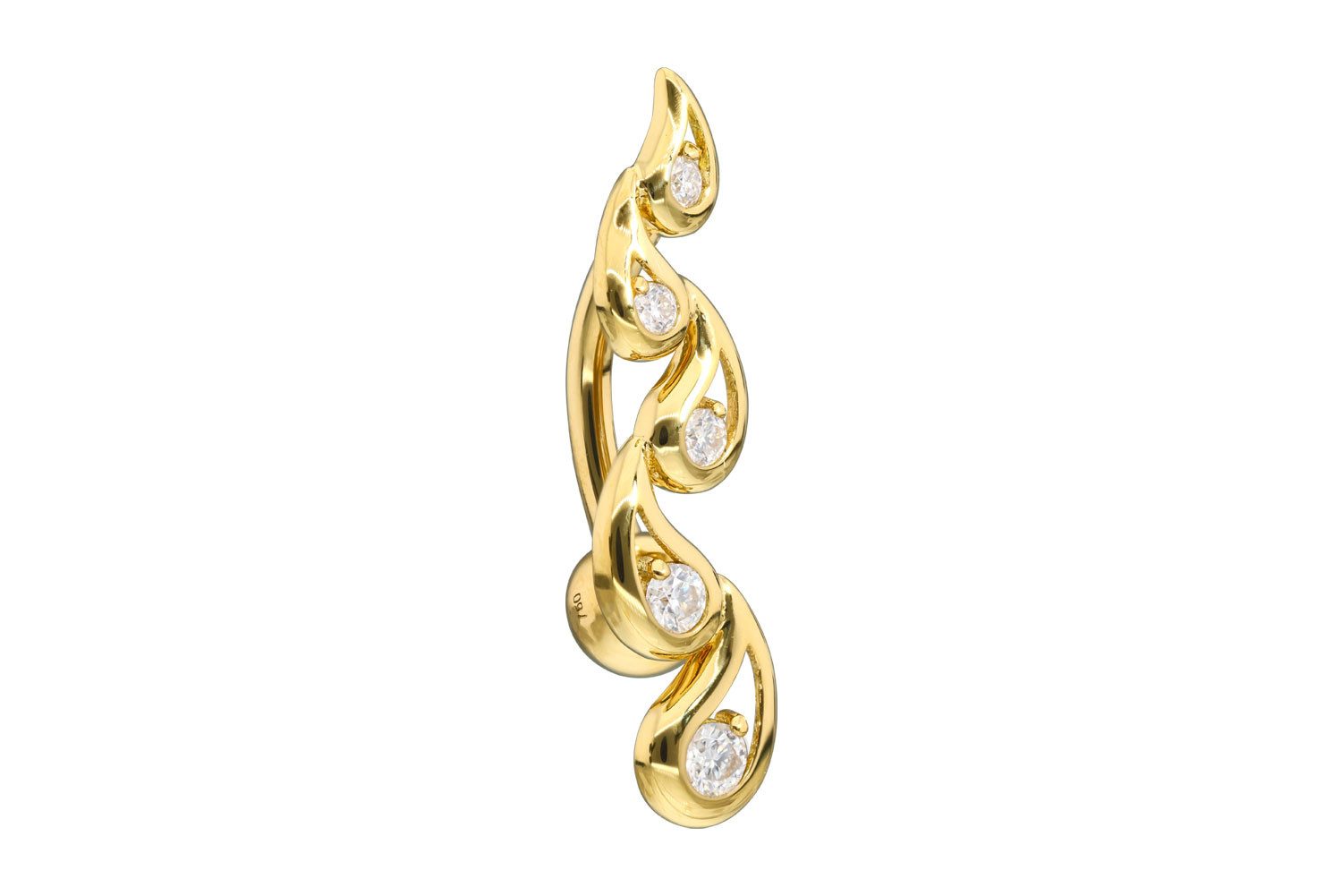 PIERCINGLINE Bauchnabelpiercing 18 Karat Gold Bananabell MOISSANITE + ORIENTALISCHES DESIGN (Bananabells, 1-tlg)