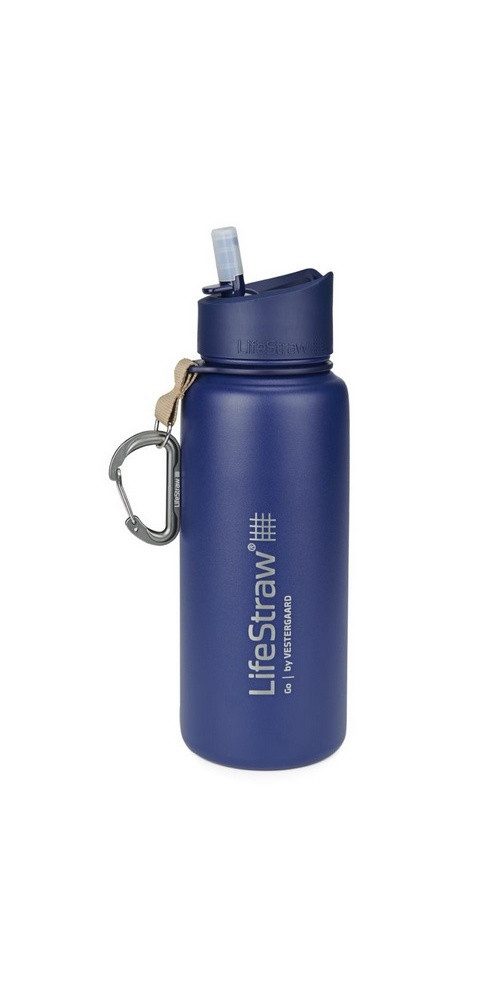 LifeStraw Trinkflasche Go Stainless Steel Edelstahl mit Wasserfilter, Verschluss mit