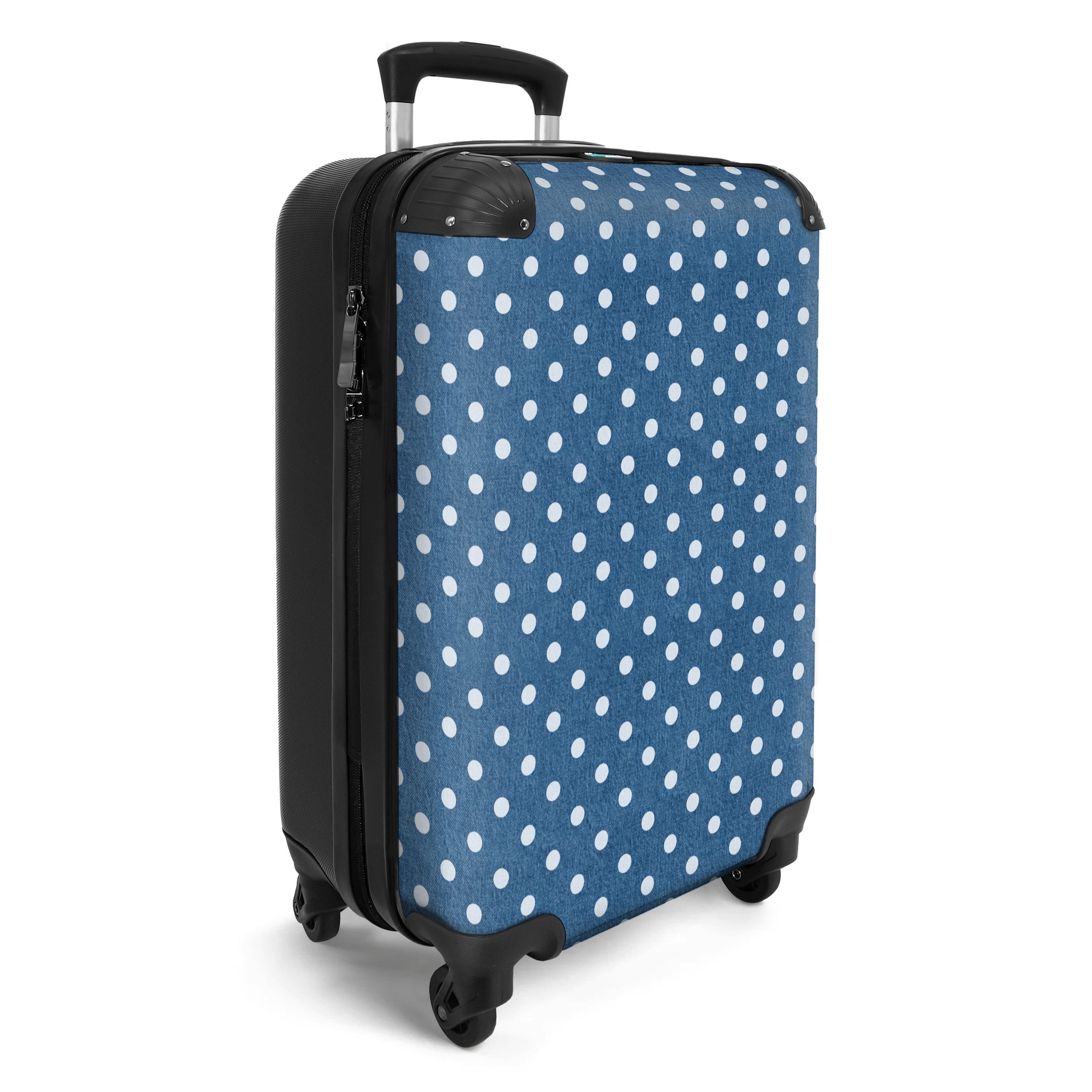 NoBoringSuitcases.com© Hartschalen-Trolley Punkte - Blau - günstig online kaufen