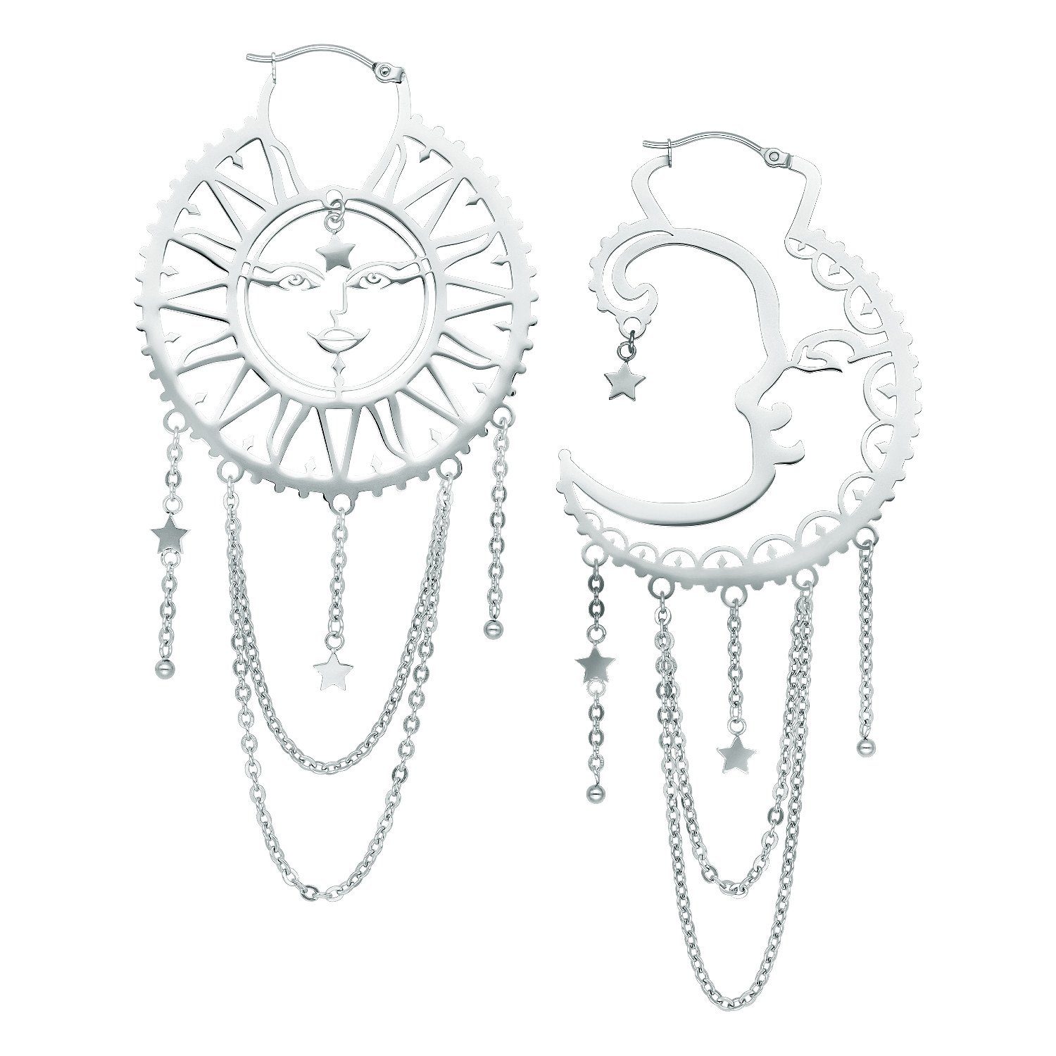 Paar Ohrhänger Oldschool Sun Moon Hoops
