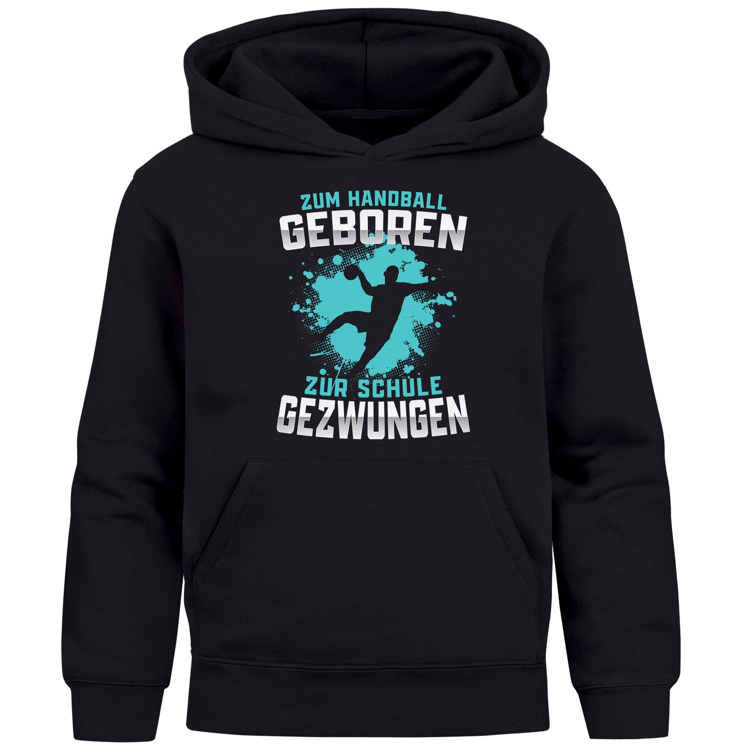 MoonWorks Hoodie Kinder Hoodie Jungen Handball Sport Hobby Spruch Zur Schule gezwungen