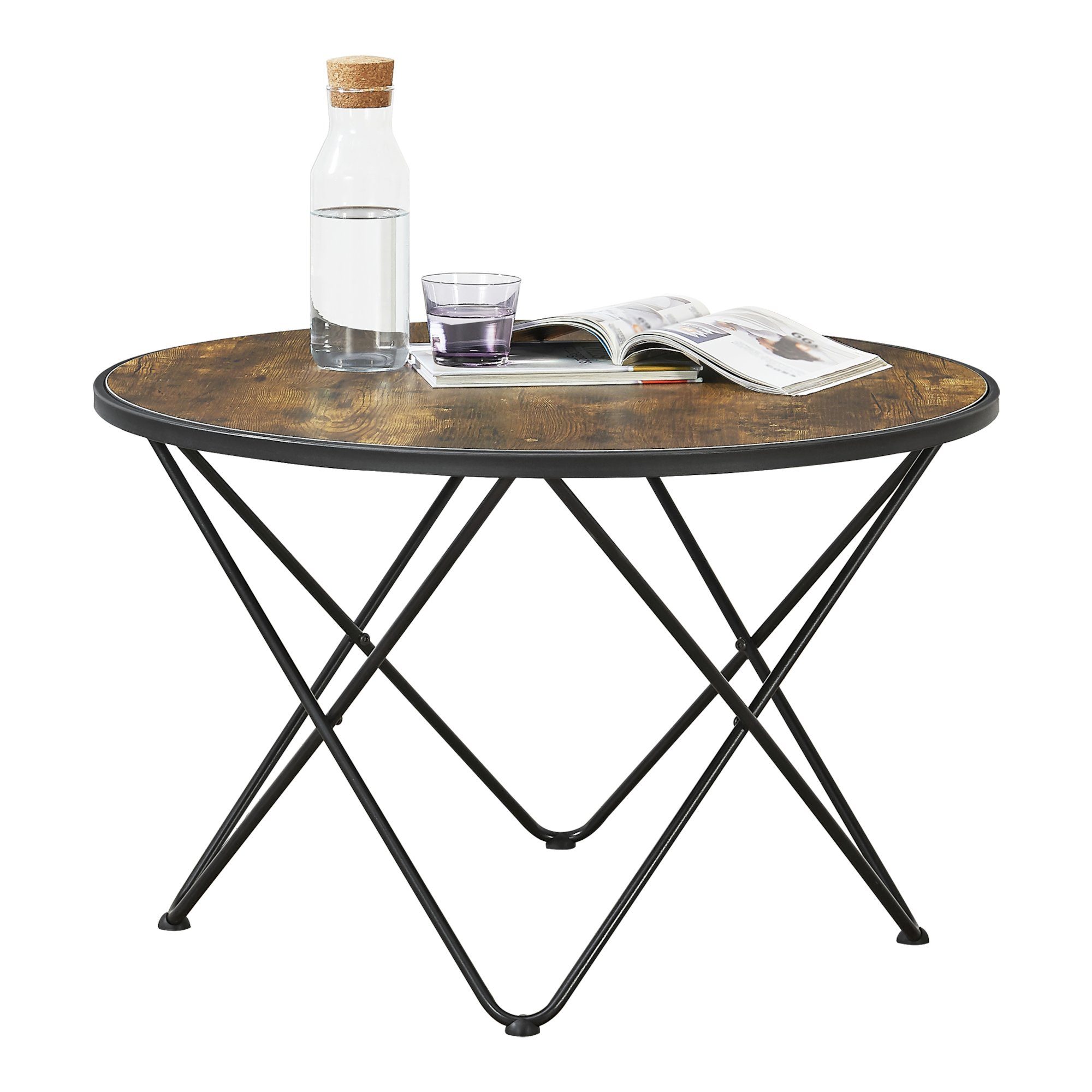 en.casa Couchtisch, Goskamark Beistelltisch 80 x 50 cm rund Schwarz / Dunkler Holzton. Reduzierter Preis € 44,99. Unverbindliche Preisempfehlung € 78,99