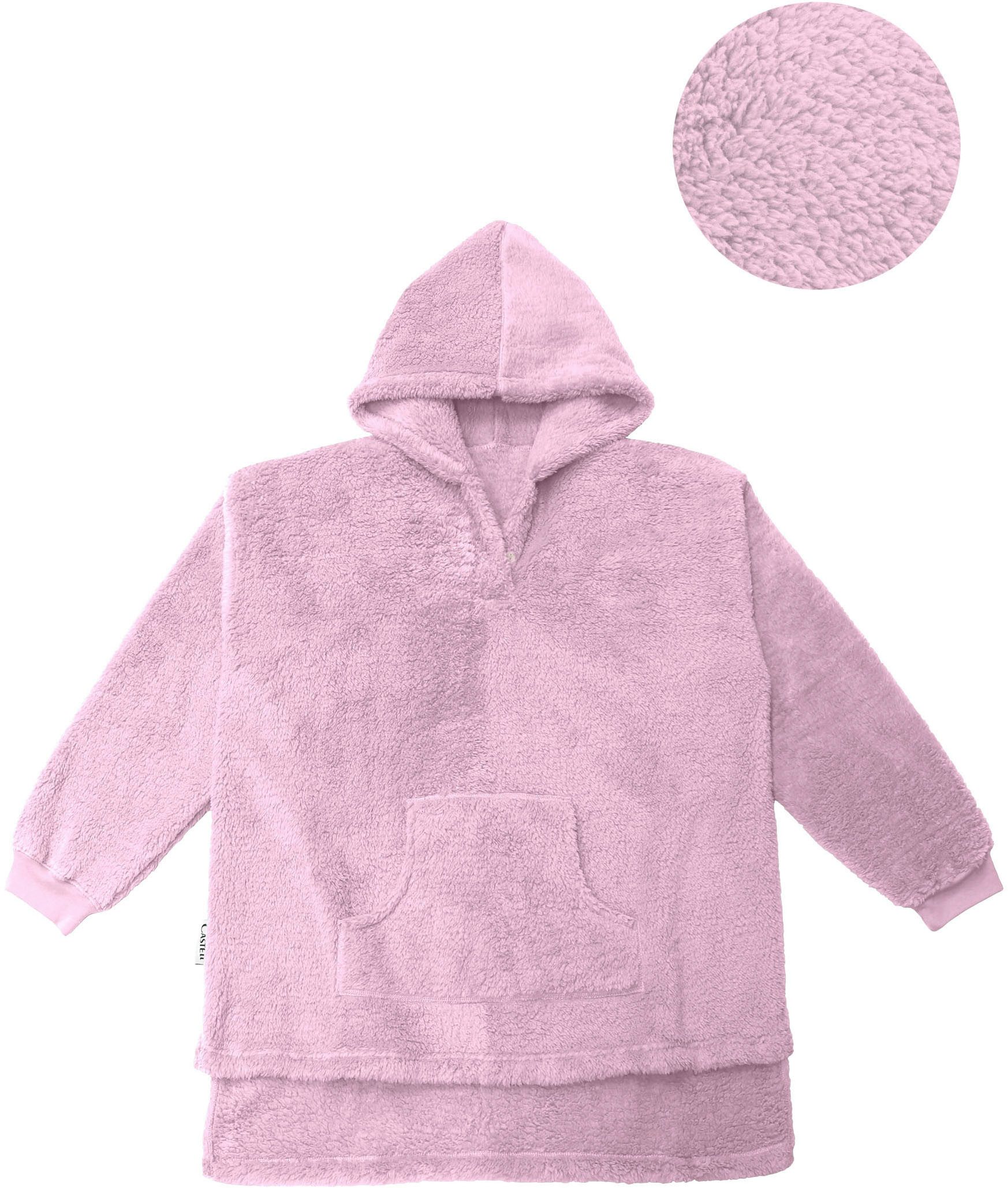 Castell - Markenbettwäsche Badeponcho Polar Bear, Kurzform, Kunstfaser, Kapuze, Knöpfe, Sherpa Teddy Fleece Hoodie, Kuschelhoodie, Kuscheldecke, weich+wärmend