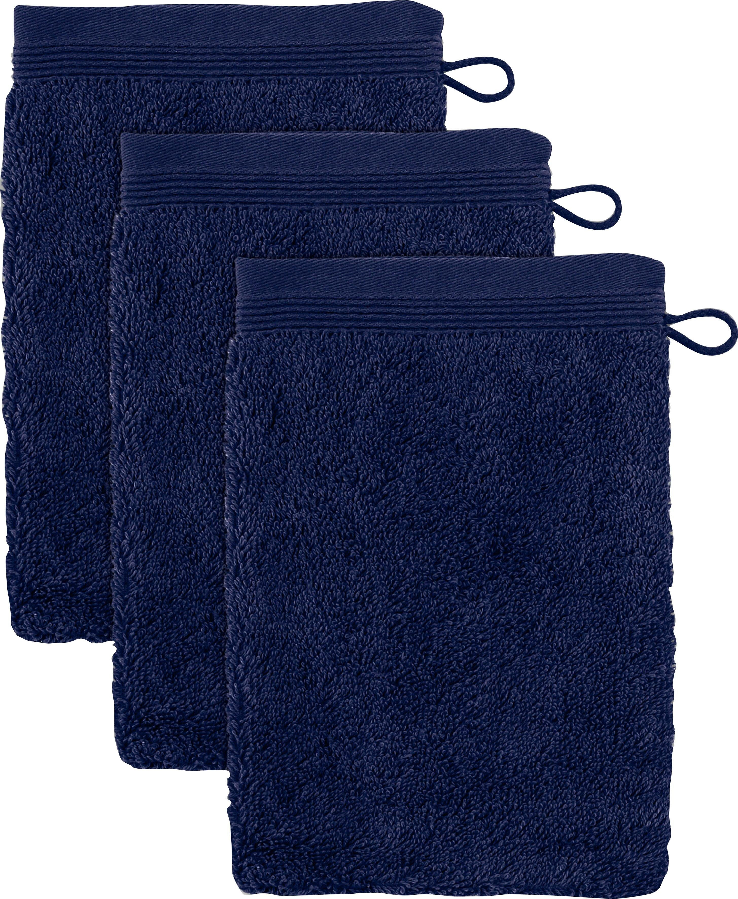 Möve Waschhandschuh Superwuschel, (Set, 3-St), Waschhandschuh Set mit Bordüre, 100% Premium Cotton Baumwolle, weich