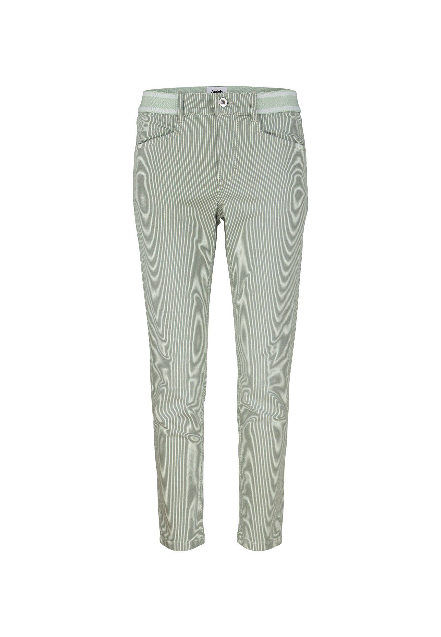 ANGELS 7/8-Jeans Jeans Ornella mit schmalen Label-Applikationen grün Streifen Sporty mit