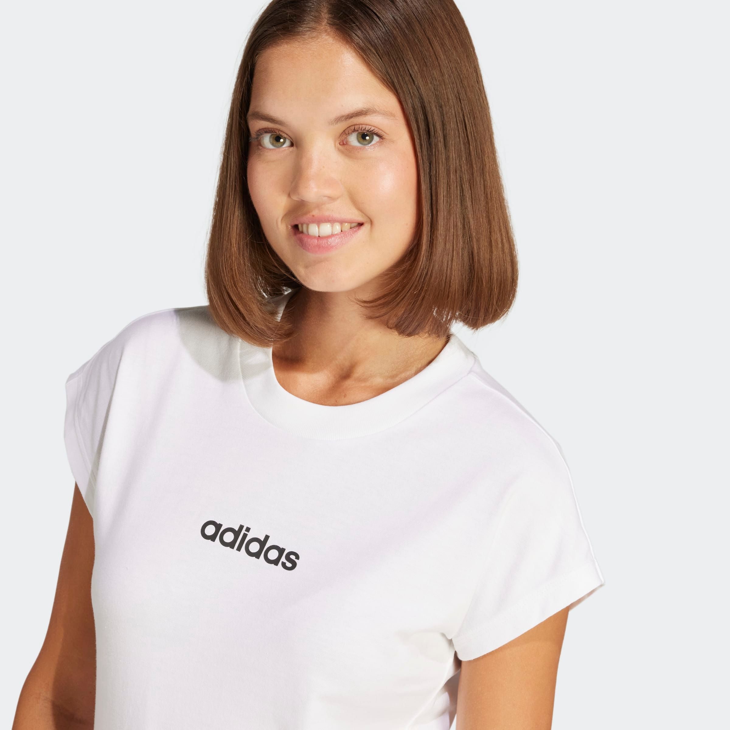 adidas Sportswear T-Shirt ESSENTIALS LINEAR COTTON sportlicher Stil, Kurzarm, ohne Verschluss, aus Baumwolle