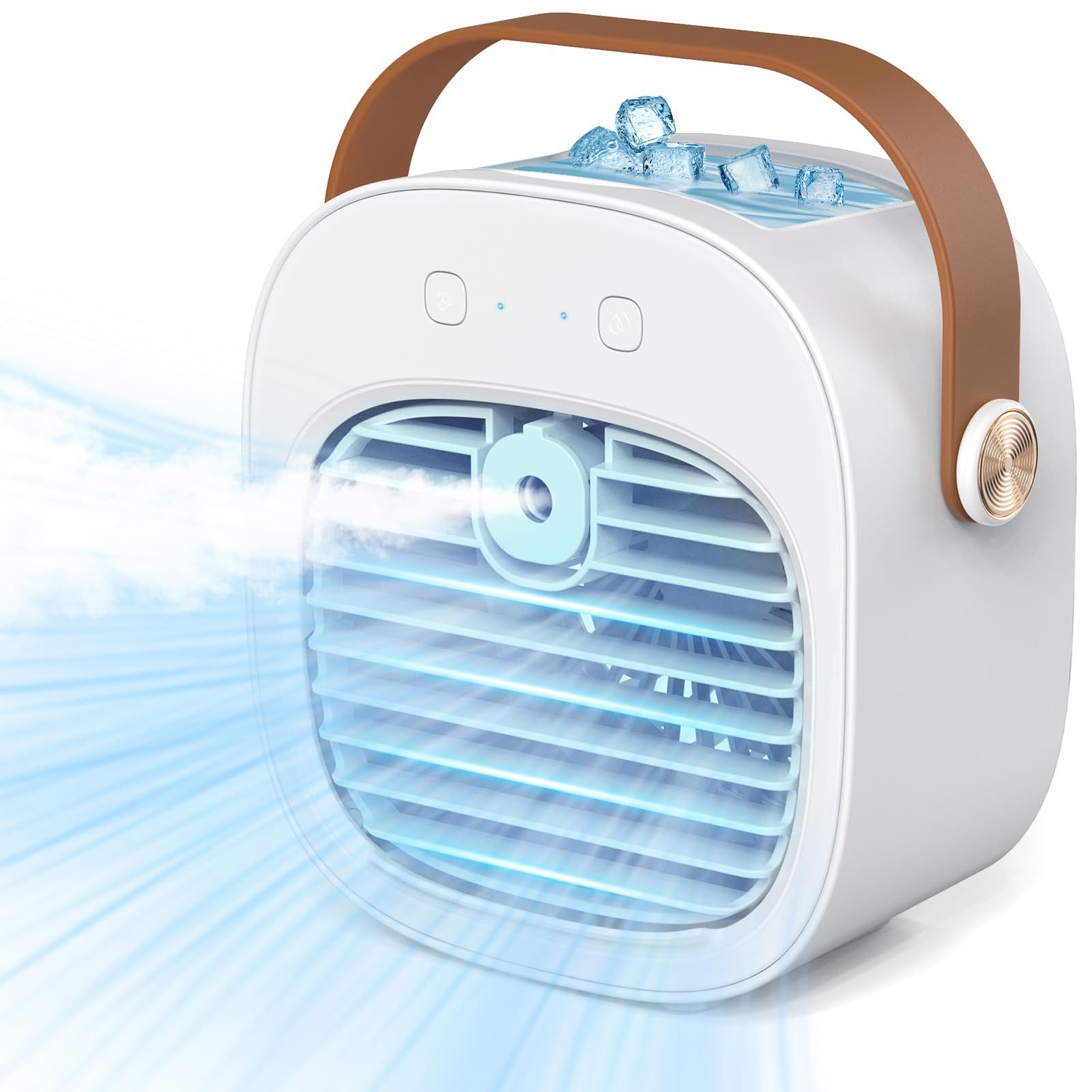 nsihing Tischventilator Geräuscharmer Desktop-Lüfter,Tragbares Klimagerät, Wiederaufladbare Mini-Klimaanlage 5200 mAh, 3 Stufen,6–8 Std Laufzeit
