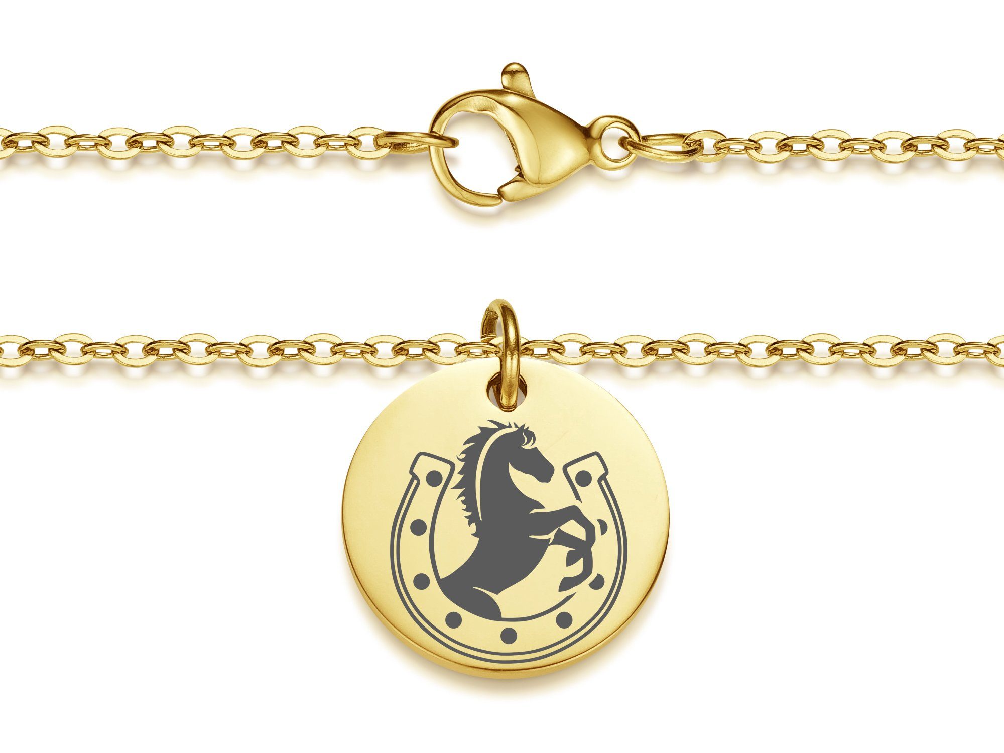 Silberkettenstore Kette mit mit und gold vier Anhänger Halskette Pferd wählbar zwei - Edelstahl, Farben Anhänger Längen