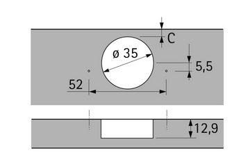 Hettich Türbeschlag 110°-Scharnier mit integrierter Dämpfung Sensys 8645i (2 St)