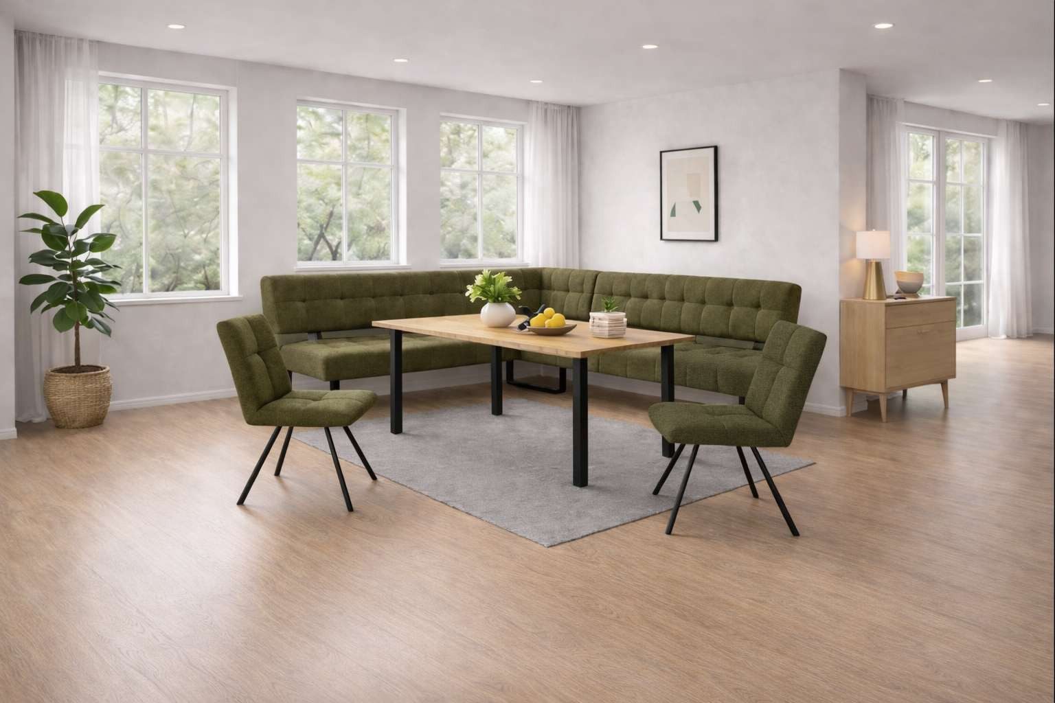 Home affaire Eckbank Mia Küchenbank, Polsterbank, Esszimmerbank, 207x167 cm, Moderne Bank und Farben, Sitzplatzanzahl: 5, Frei in Raum stellbar
