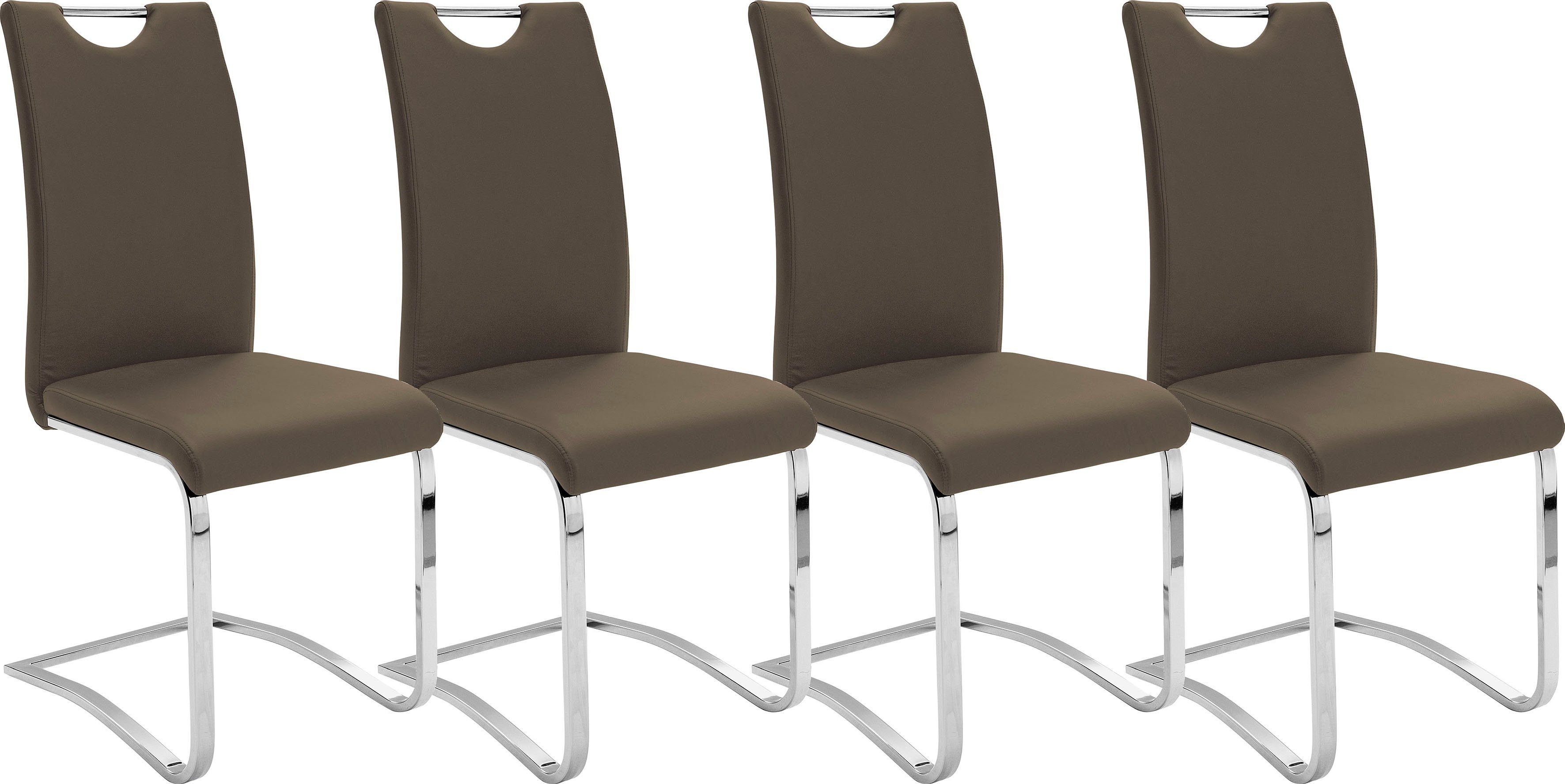 [Qualität garantiert] MCA furniture Freischwinger bis belastbar Stuhl Braun Köln Braun Komfortsitzhöhe, (Set, | kg 120 St), Kunstlederbezug, 4