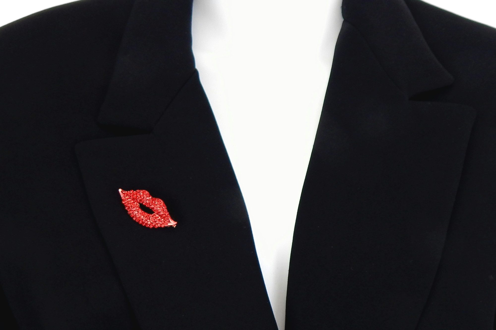 Ella Jonte Brosche, Kuss Lippen gold rot mit Strass Glitzer Ziernadel günstig online kaufen