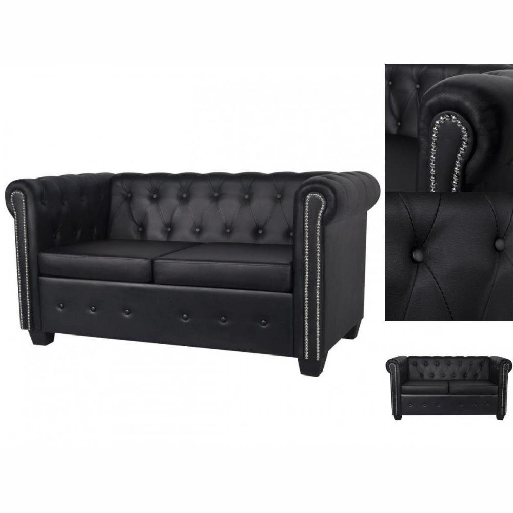 Sofa vidaXL Schwarz Sofa 2-Sitzer Chesterfield Kunstleder