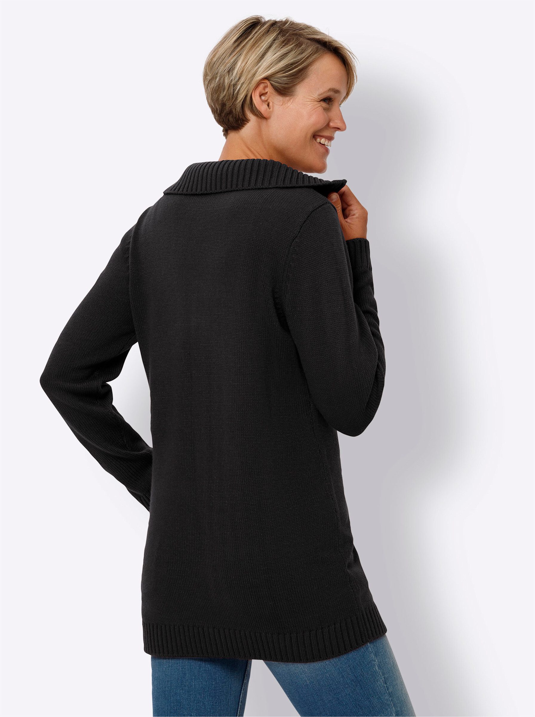 Sieh an! Strickpullover Longpullover Langarm Zopfmuster, Jersey günstig online kaufen