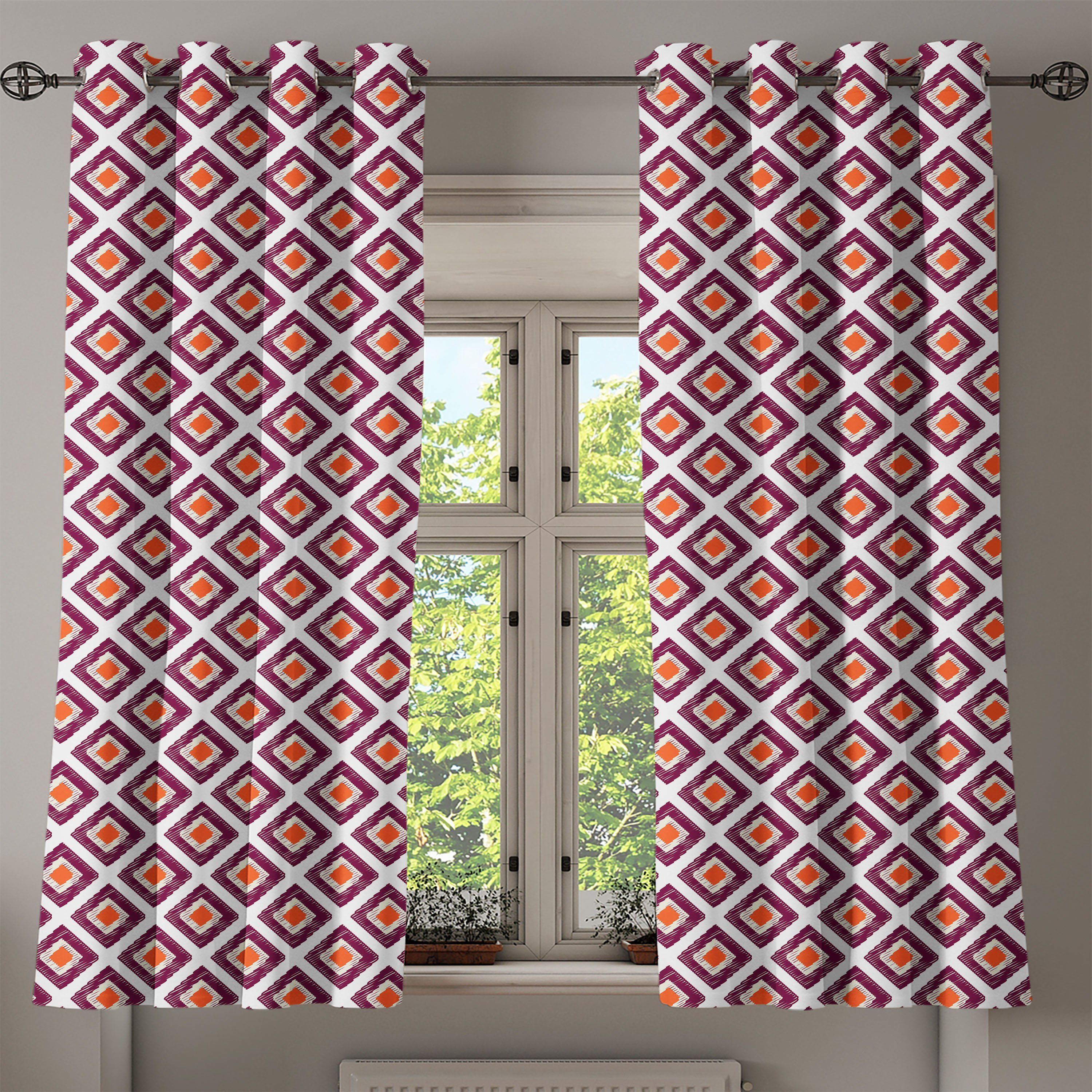 Gardine Dekorative 2-Panel-Fenstervorhänge für Schlafzimmer Triangles Abakuhaus, Wohnzimmer, Geometrisch Grafik-Druck