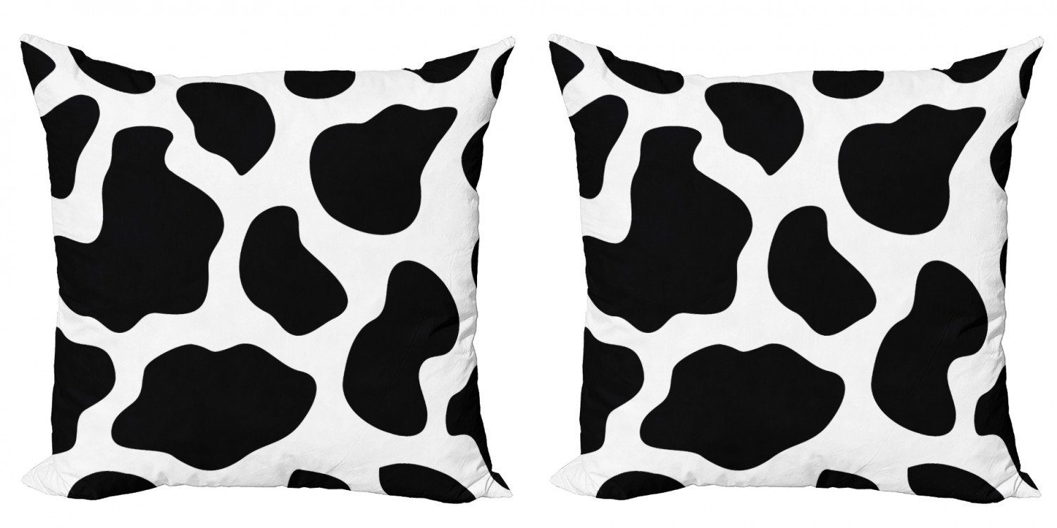 Doppelseitiger Abakuhaus Accent Barn Kuh-Druck (2 Stück), Kuhfell Digitaldruck, Modern Weiß Kissenbezüge