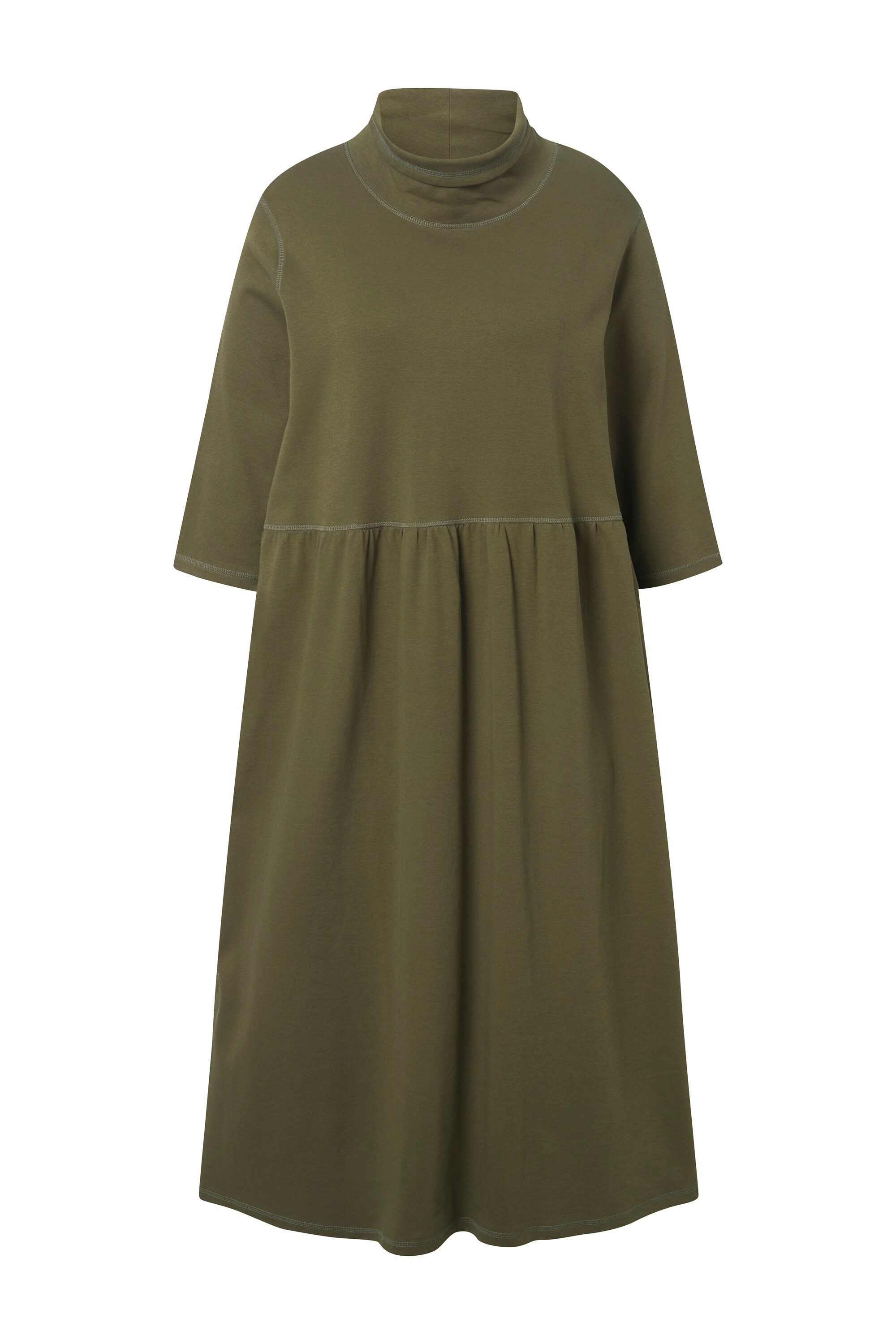 Ulla Popken Midikleid Jersey-Maxikleid Stehkragen 3/4-Arm Biobaumwolle günstig online kaufen