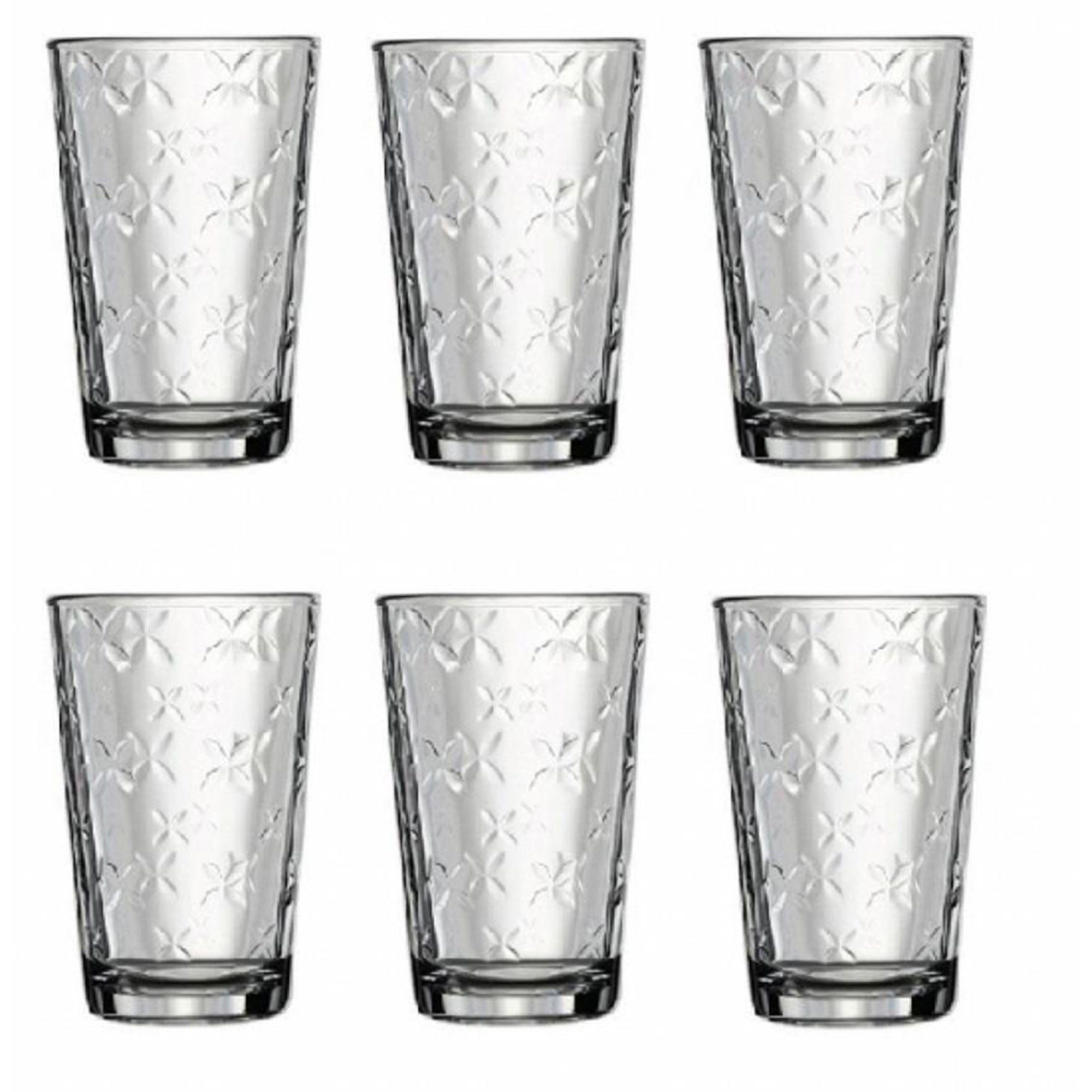 Wassergläser Gläser Design Yonca Trinkglas Pasabahce mit Set Teilig 6 Set, Glas Blumen Glas