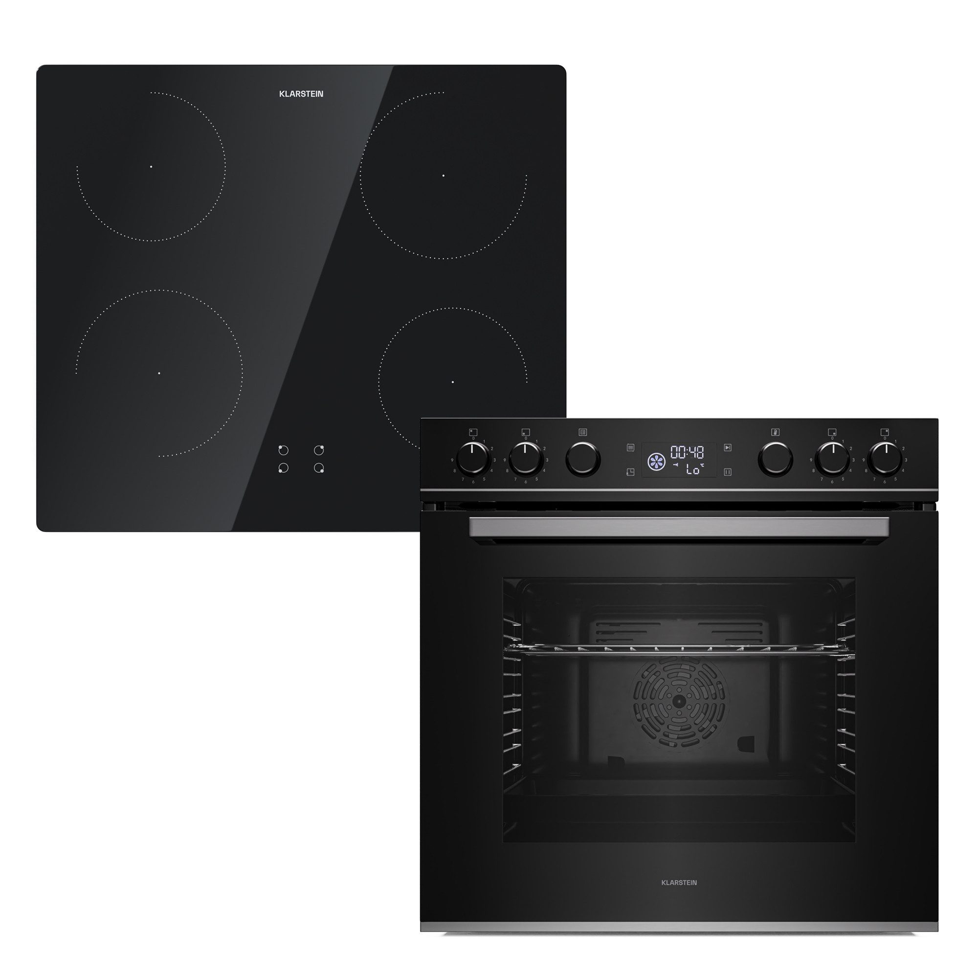 Klarstein Backofen-Set ControlSync, mit 1-fach-Teleskopauszug, kein, Induktion Kochfeld Set 4 Zone Timer Küche 7200W
