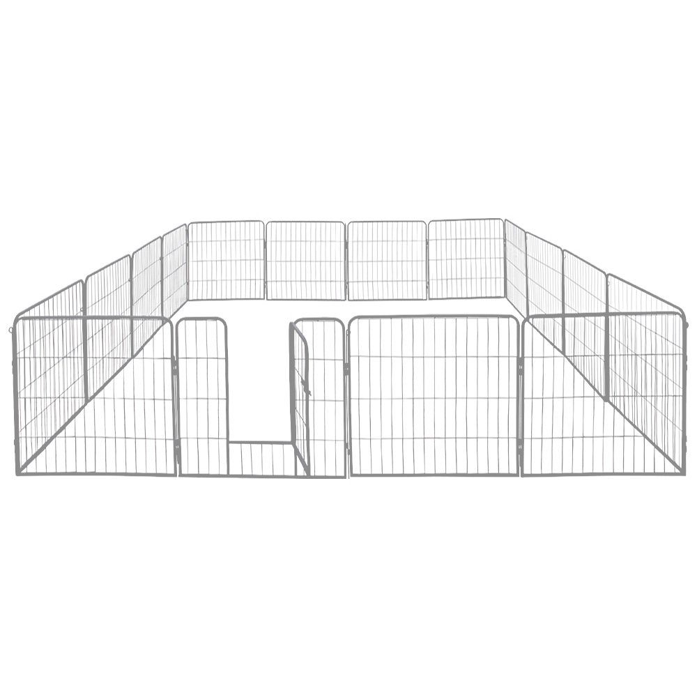 Petigi Freigehege Welpenauslauf 16eck Welpenlaufstall Tierlaufstall Freigehege Silber