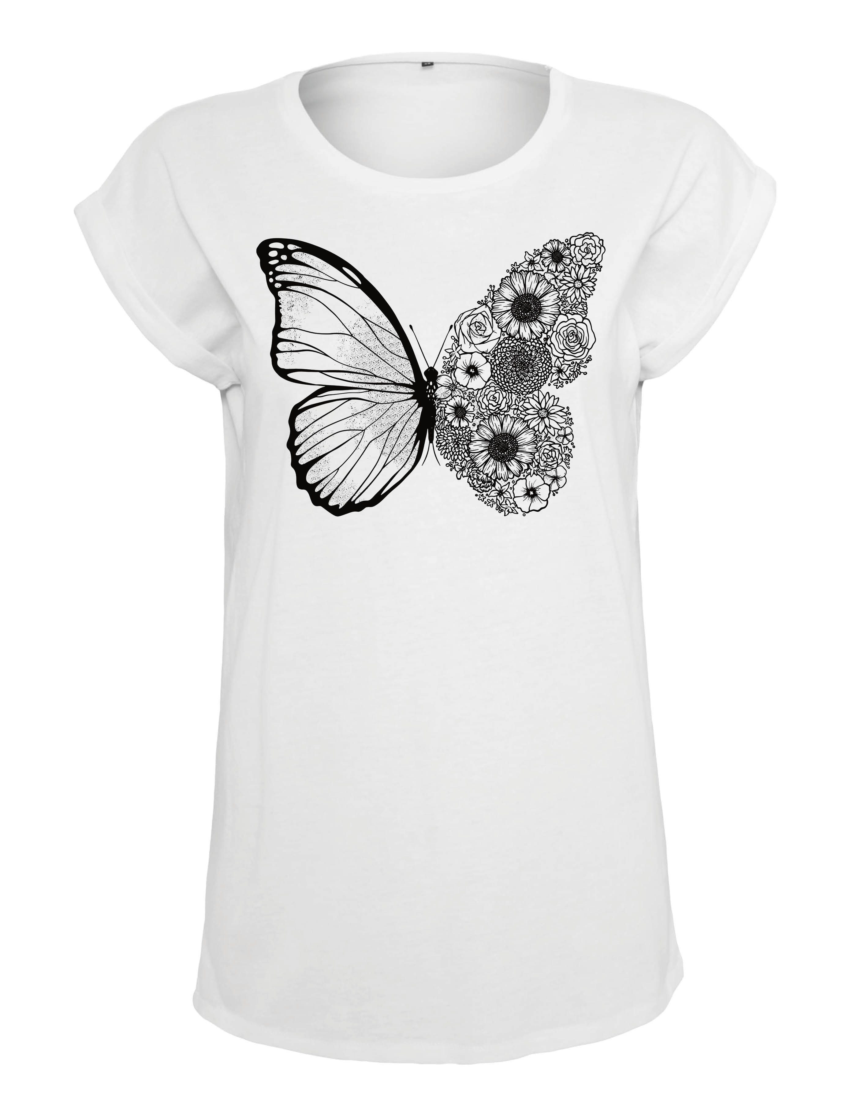 Youth Designz Print-Shirt Floral Schmetterling Damen T-Shirt Statement Geschenk Frauen Motiv mit modischem Blumen Print für Frauen