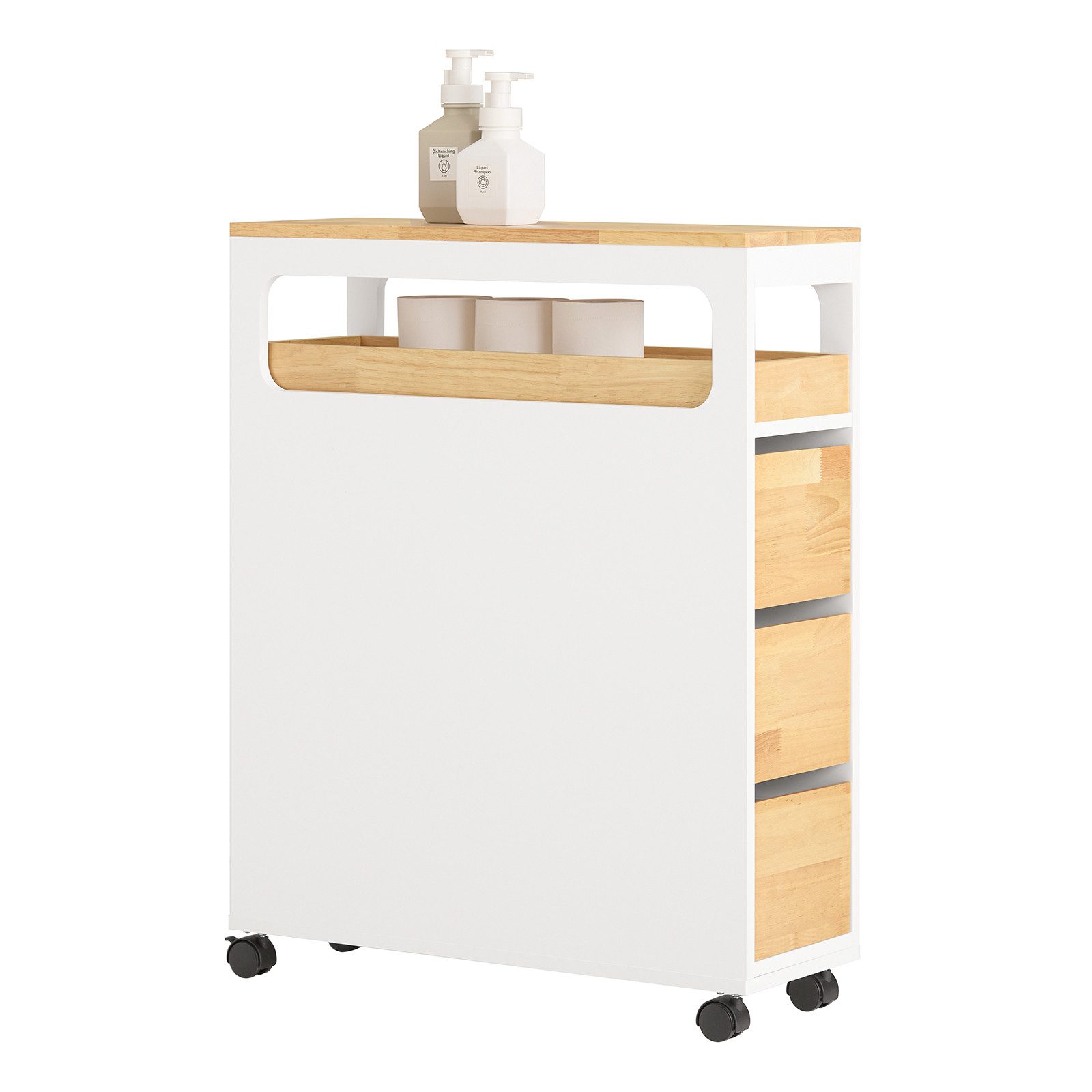 SoBuy Beistellwagen BZR54, Badezimmerschrank mit Rollen, Badschrank schmal, günstig online kaufen