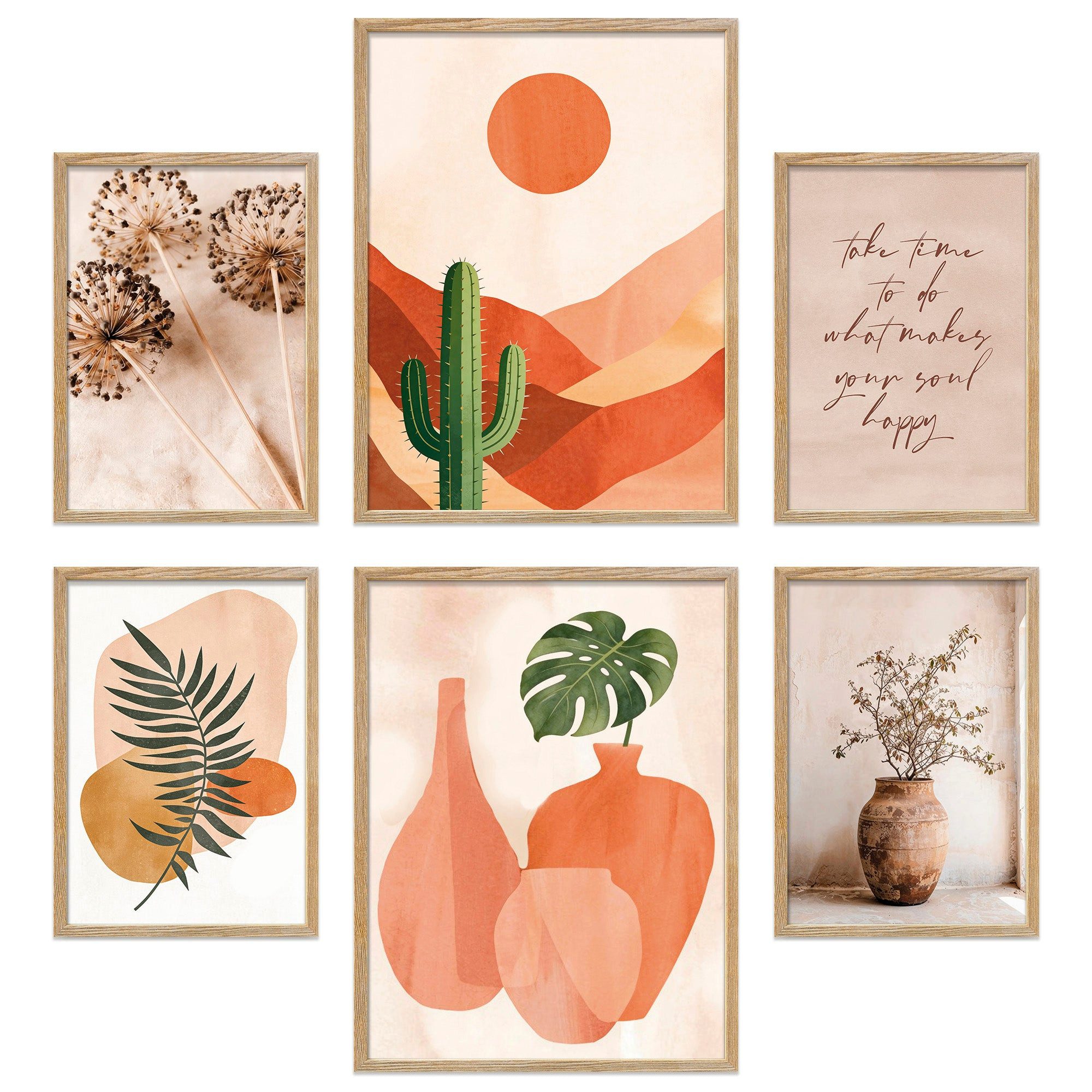ARTFAVES Bilder-Collage Poster Set Abstract Boho I mehrteilige Bilderwand I Wandbilder Boho, (Wandbilder modern, 6 St)
