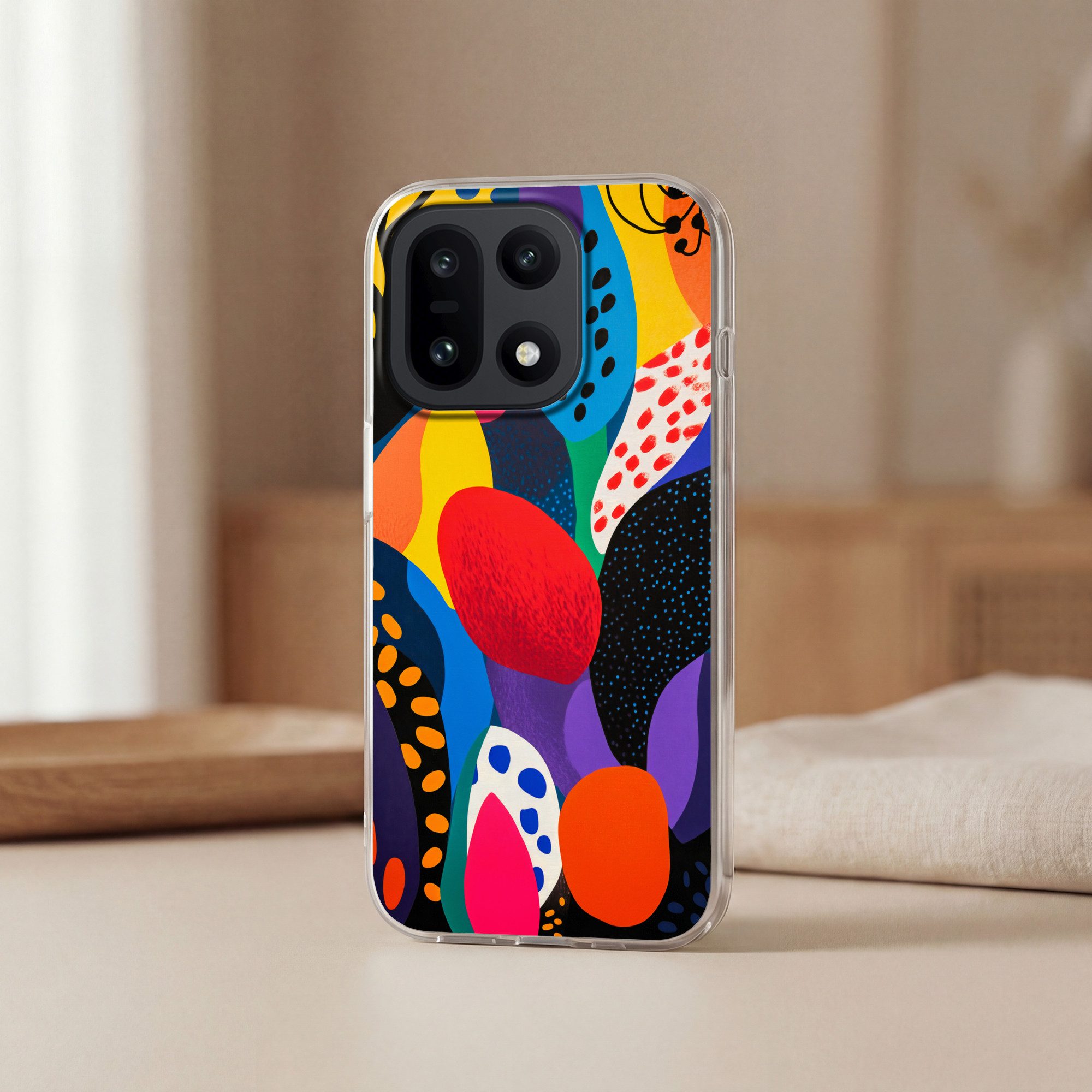 MuchoWow Handyhülle für OnePlus 15 Blumen - Blätter - Abstrakt - Rot, Phone Case, Silikon, Schutzhülle Dünn
