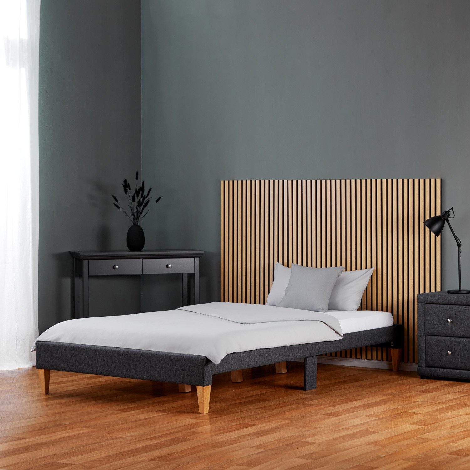 Homestyle4u Polsterbett mit Lattenrost 140x200 cm in Grau 2508 günstig online kaufen