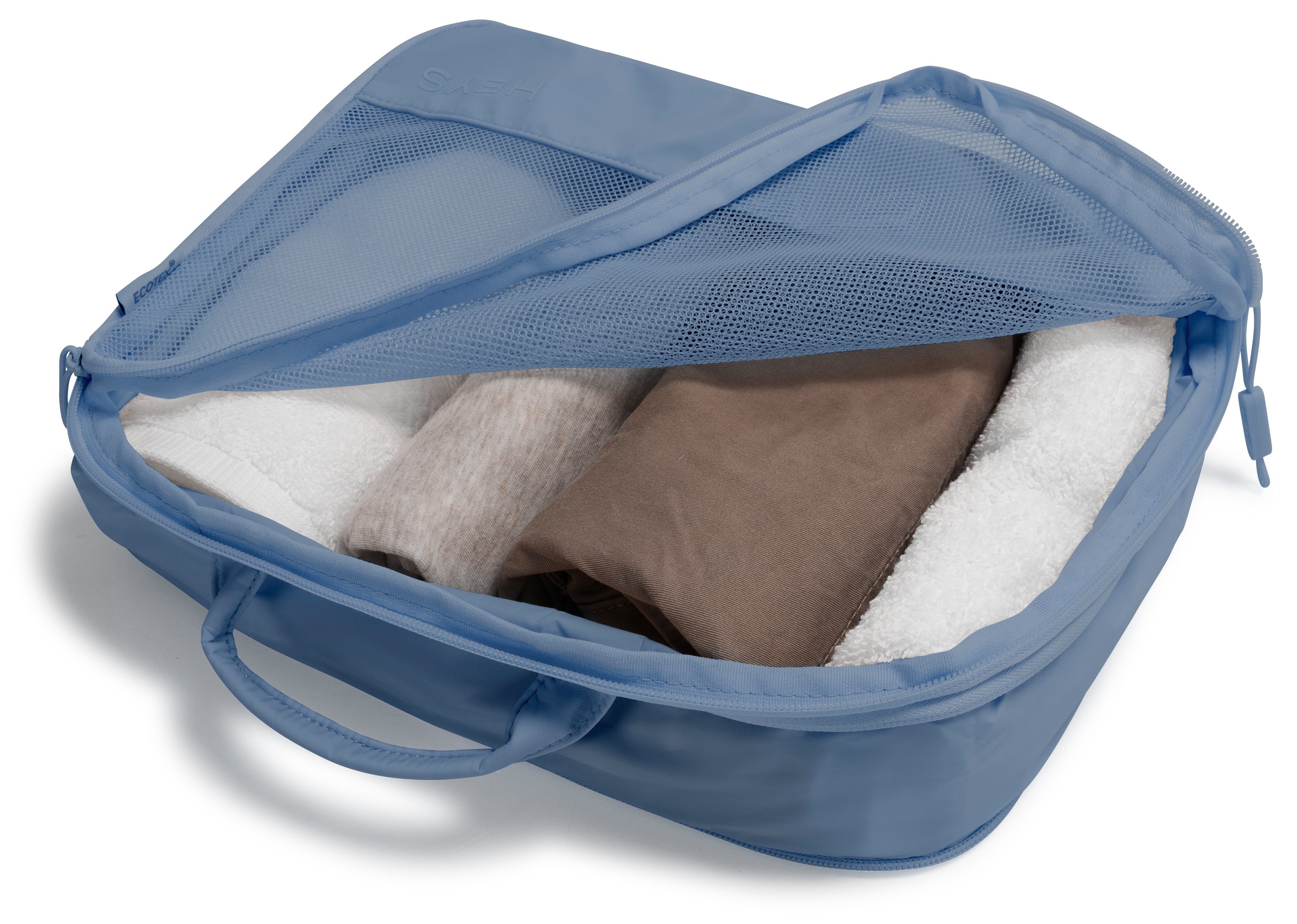 Heys Kofferorganizer Ecotex Compression Packing Cube (Set, 4-tlg), komprimierbare Packwürfel, Packtaschen, Organizer für Koffer