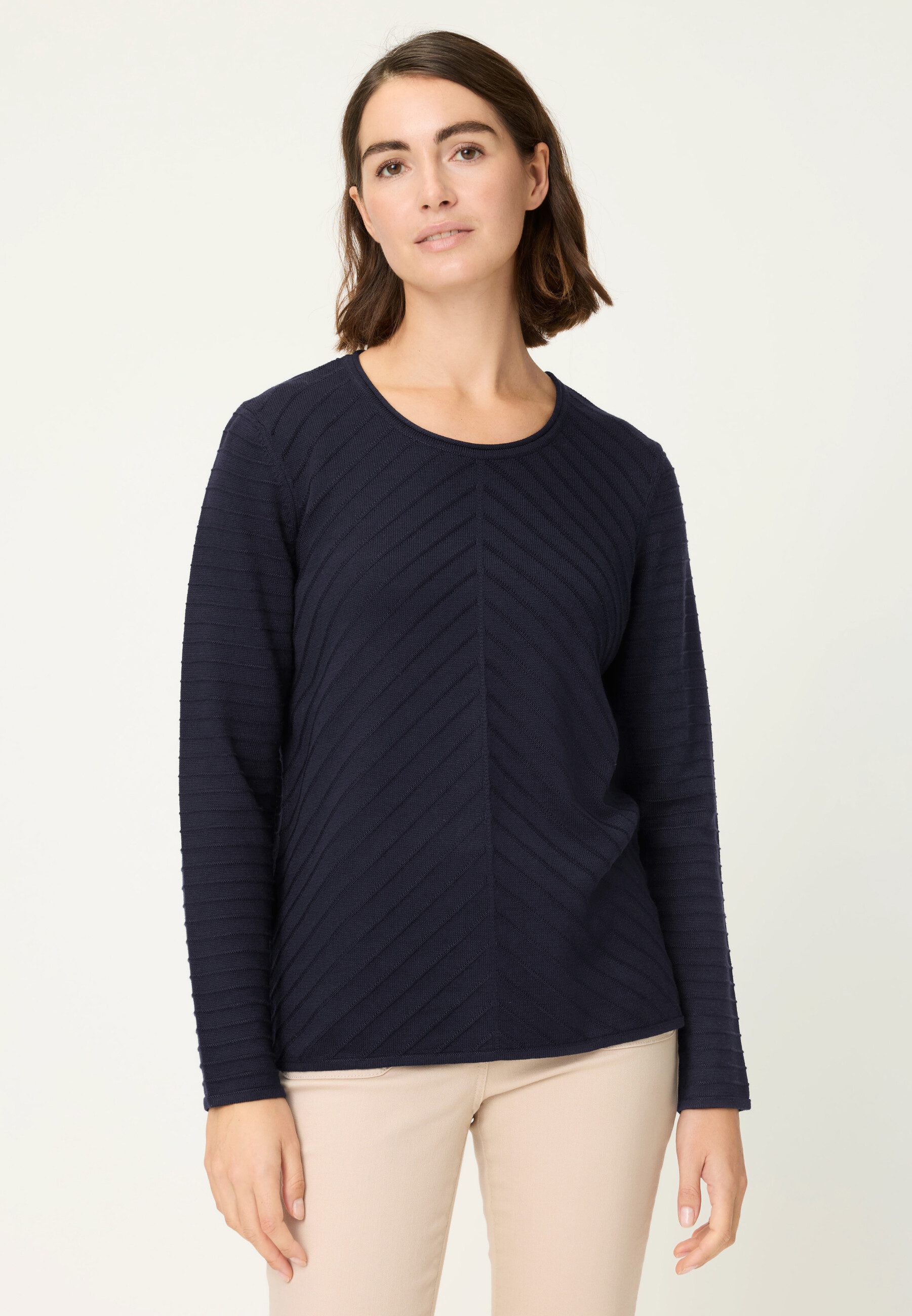 Olsen Strickpullover mit Rundhalsausschnitt und Streifenmuster
