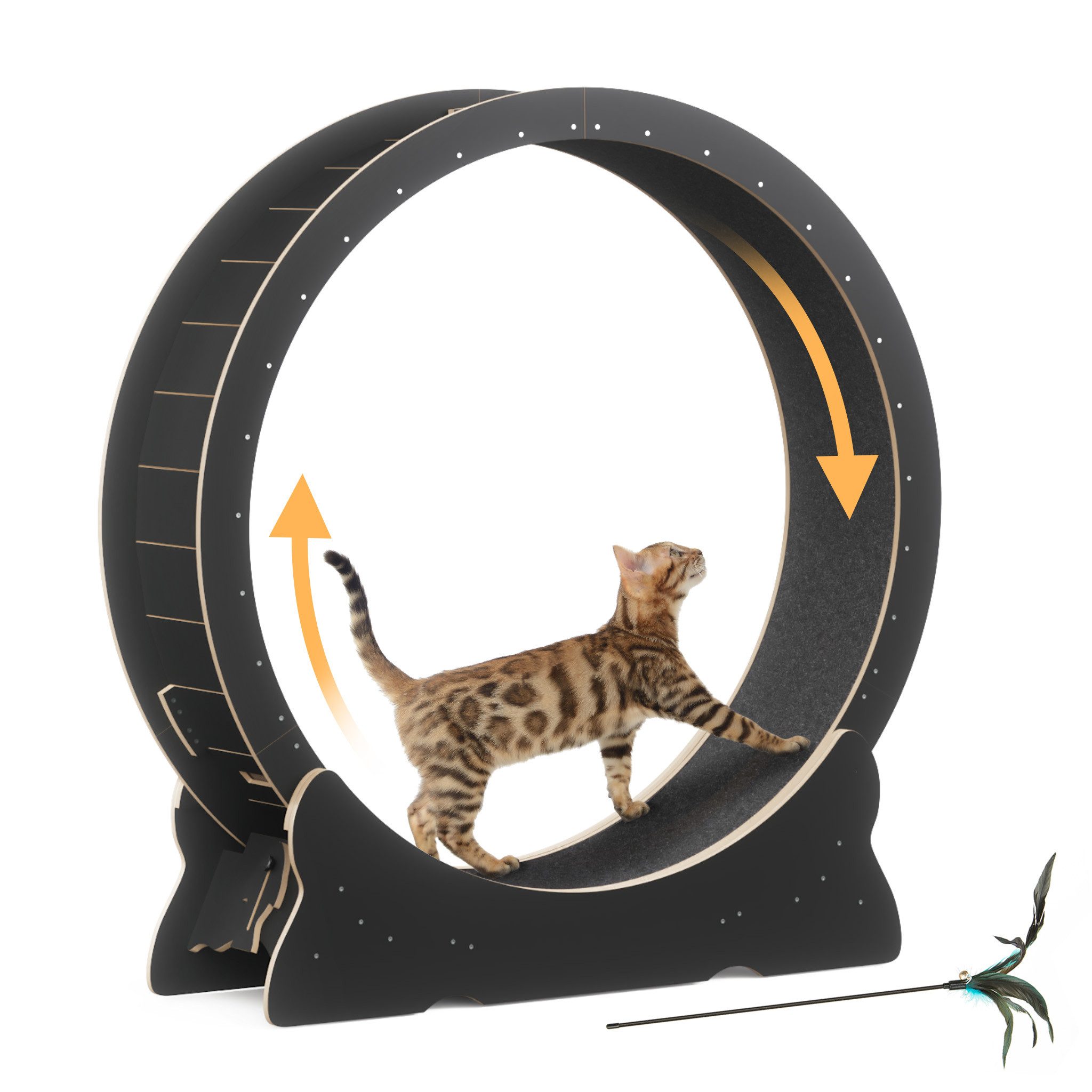 Mondeer Tier-Intelligenzspielzeug Katzenlaufrad, MDF, Tier-Intelligenzspielzeug Laufband für Katzen Innendurchmesser 100cm, Leises Scrollrad und Sicherheitsschloss-Design