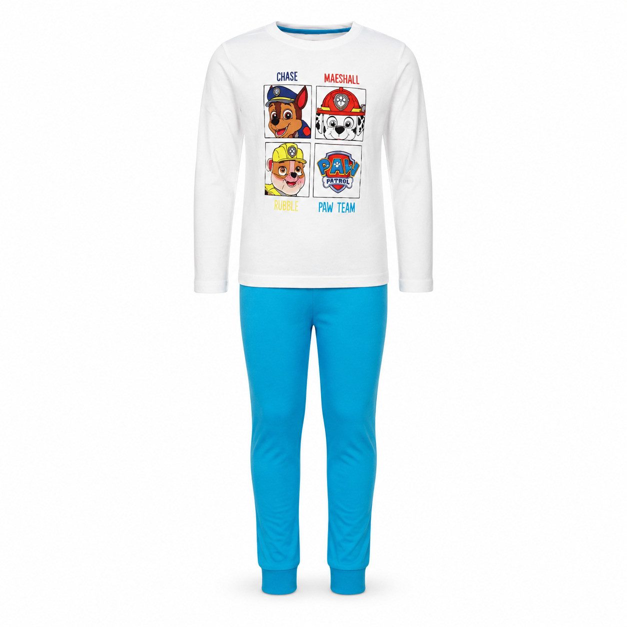 PAW PATROL Schlafanzug Paw Patrol Jungen Pyjama Langarm Blau Grau Gr. 110-128