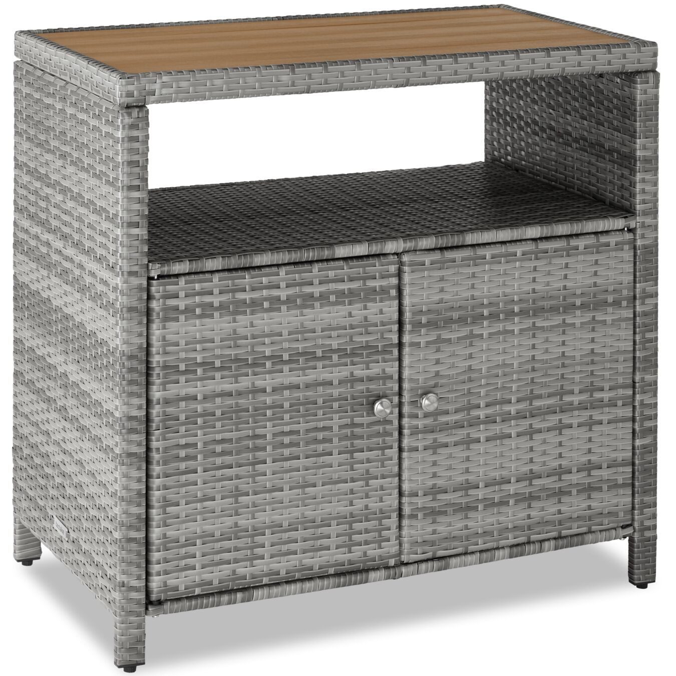 tectake Geräteschrank WPC-Schrank - wetterfest mit WPC-Lamellen in Holzoptik (GartenschrankMontagematerialMontageanleitung, 1-St., 1 St) fein geflochtenes Polyrattan