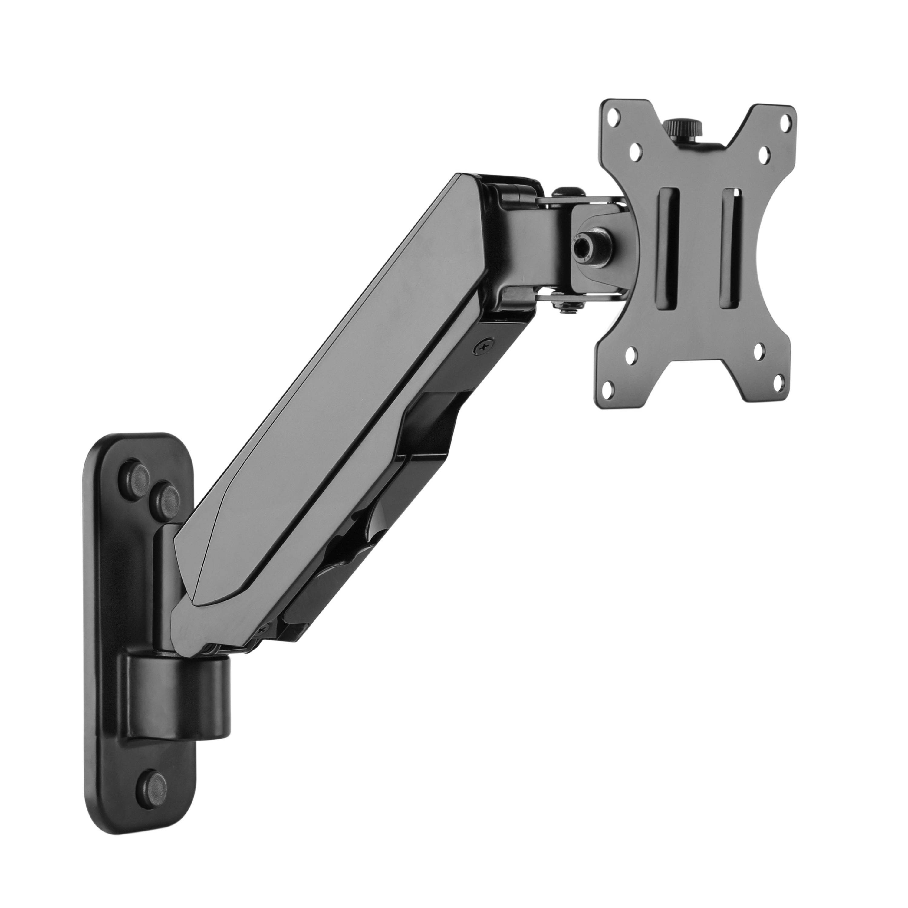 RICOO TV-Wandhalterung Gasfeder Monitor Wandhalterung mit Schwenk- und Neigefunktion S4911, (bis 32 Zoll, VESA 75x75 und 100x100, 1-tlg., drehbar neigbar schwenkbar 17" bis 32" Höhenverstellung per Gasfeder, bis 70° Neigung, bis 180° Schwenkung, 360° Drehung Monitor Wand Halter)