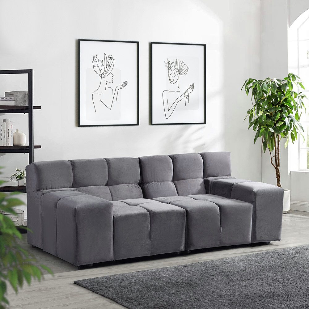 HOME DELUXE Sofa Modulares Sofa ORLENA - Größenauswahl, 1 Teile, Ecksofa, Samtstoff, Samtsofa, Modulsofa
